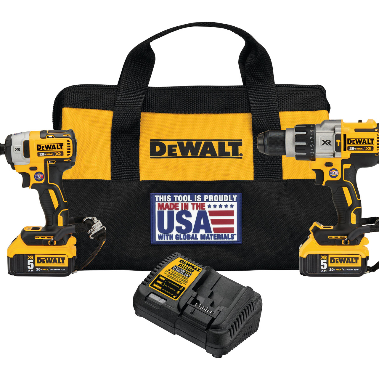 20V MAX* XR HAMMER DRILL/IMPACT DRIVER COMBO KIT WITH LANYARD READY ATTACHMENT POINTS DCK299P2LR