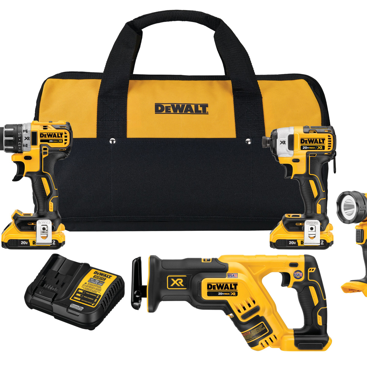 Dewalt DCK484D2 20V MAX* XR Brushless 4‑Tool Compact Combo Kit (2.0Ah)