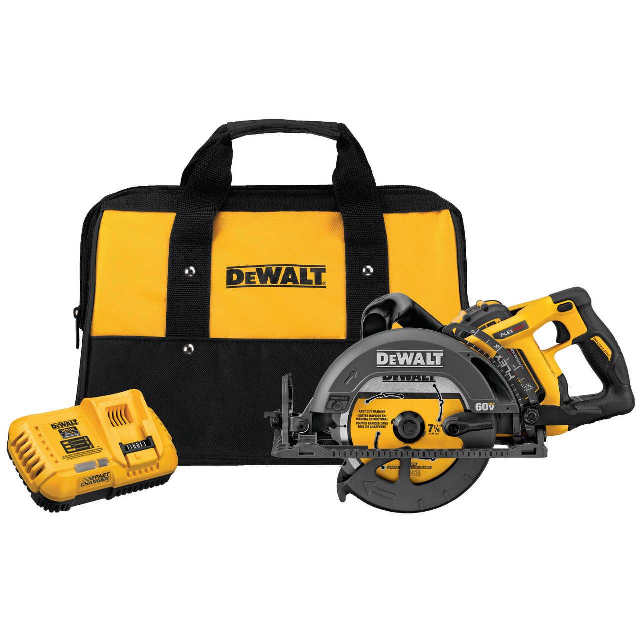 FLEXVOLT 60V MAX* 7-1/4 IN. CORDLESS WORM DRIVE STYLE SAW 9.0AH BATTERY KIT DCS577X1