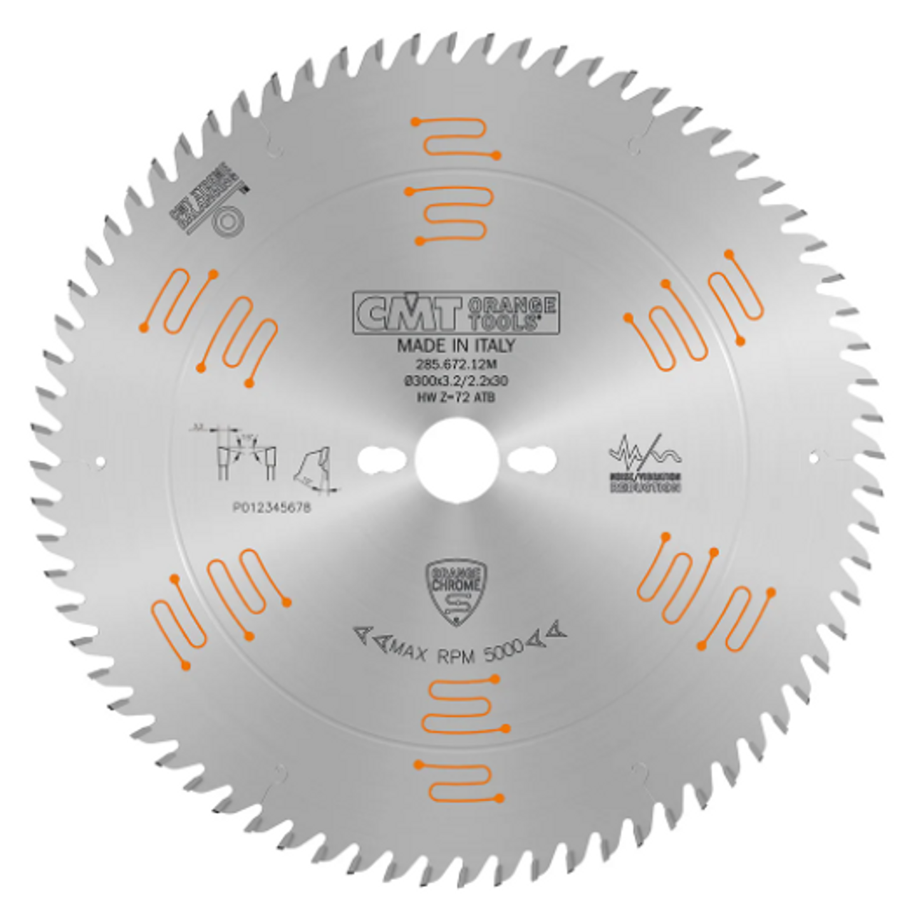 CMT 285.640.10M,9'' + 27/32'',Industrial Low Noise & Chrome Coated Circular Saw Blades With ATB Grind