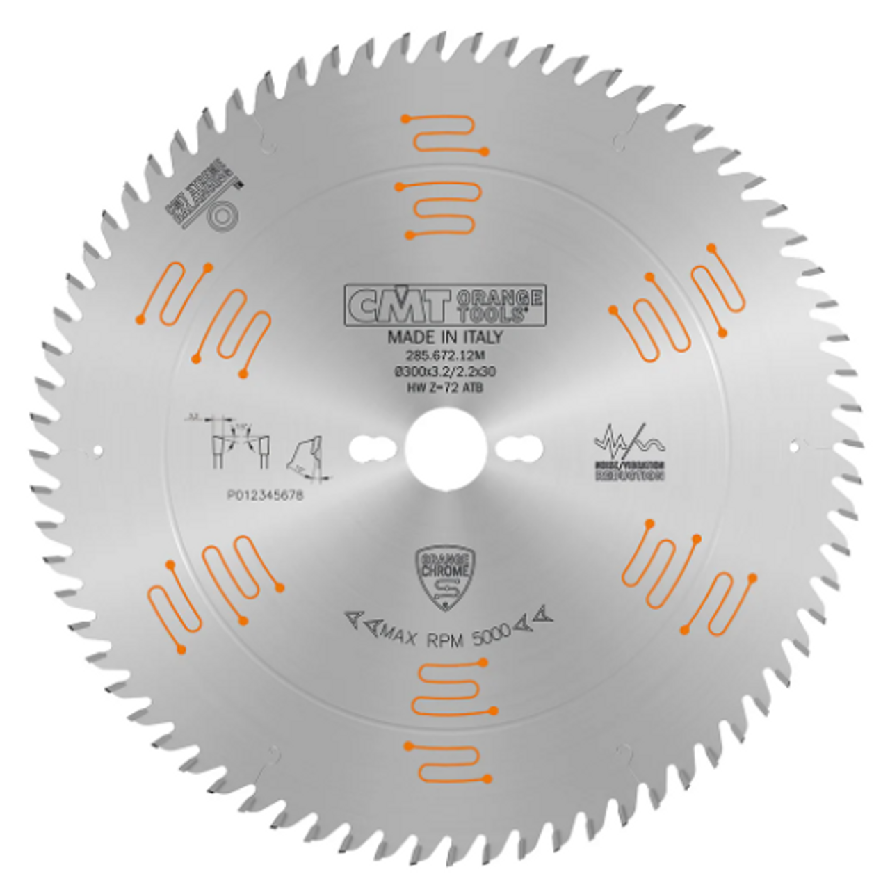 CMT 285.640.10,10'',Industrial Low Noise & Chrome Coated Circular Saw Blades With ATB Grind