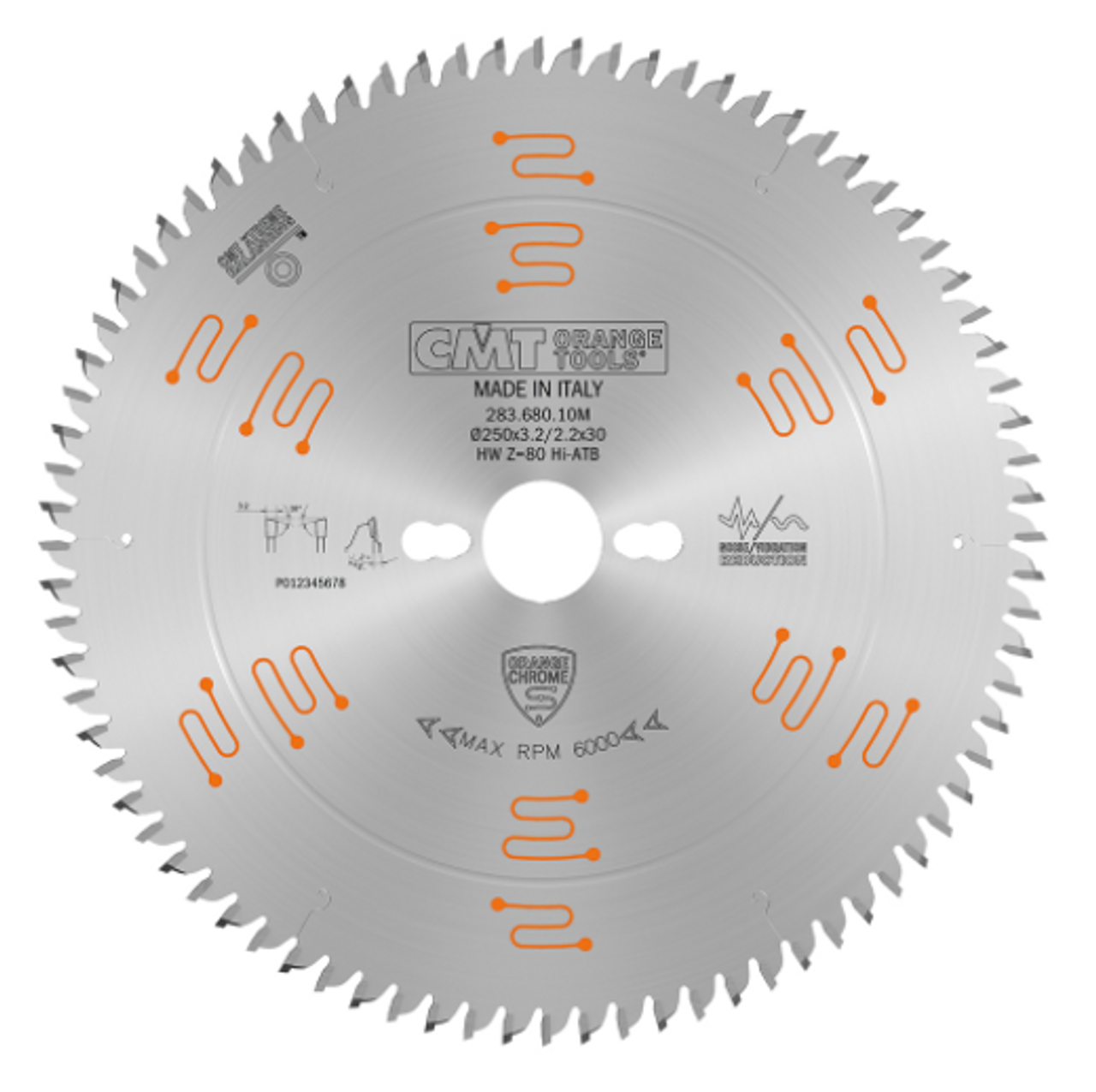 CMT 283.680.10,10'',Industrial Low Noise & Chrome Coated Cut-off Circular Saw Blades for Two-Sided Melamine