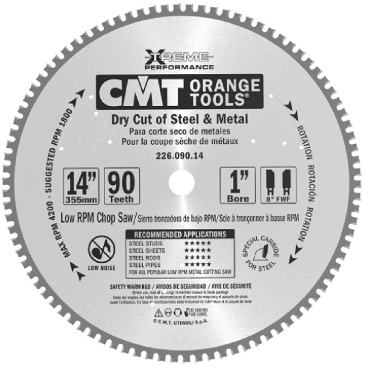 CMT 226.080.12,12'' + 1/64'',Industrial Dry Cutter Circular Saw Blades
