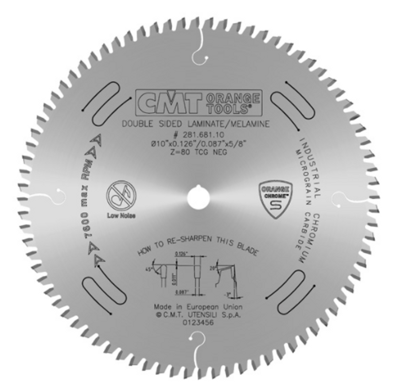 CMT 281.697.12,12'' + 1/64'',Industrial Chromed Double Sided Laminate/Melamine Blades