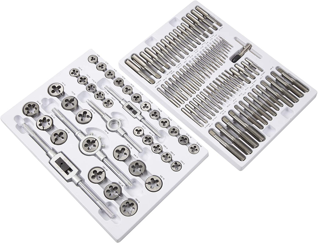 110PCS Standard Sae and Metric Bearing Steel Tap and Die Rethreading Kit (777CB110)