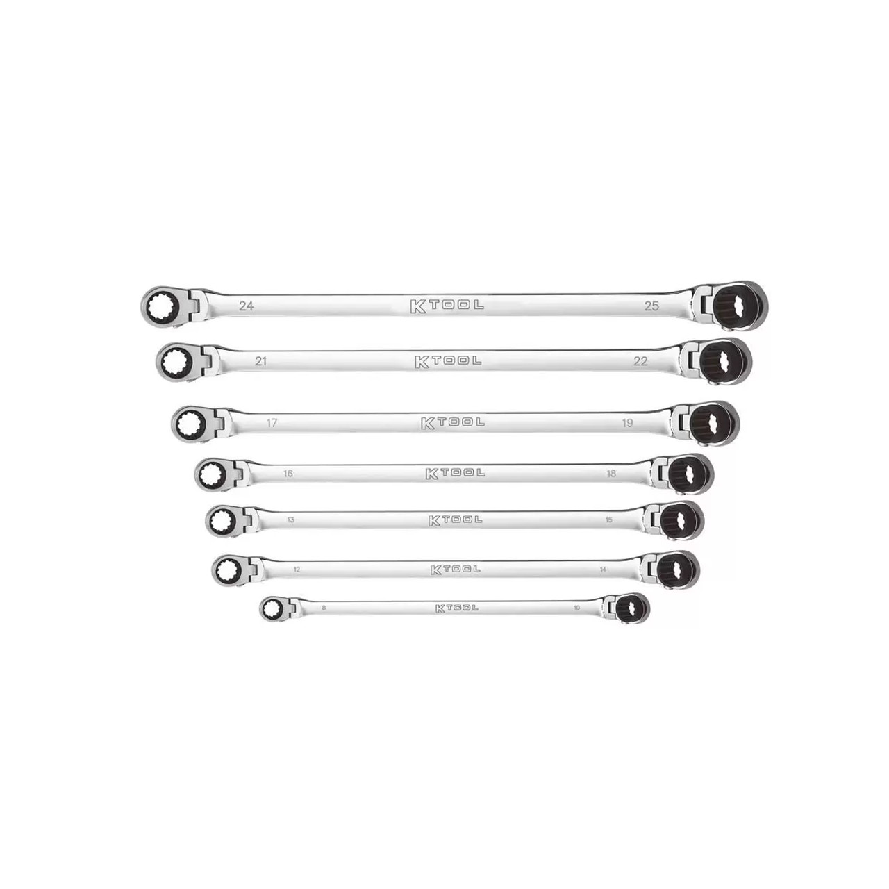 K Tool International 7 Pc. Metric Double Box Univ Spline 90 Tooth Rev  Ratchet Se