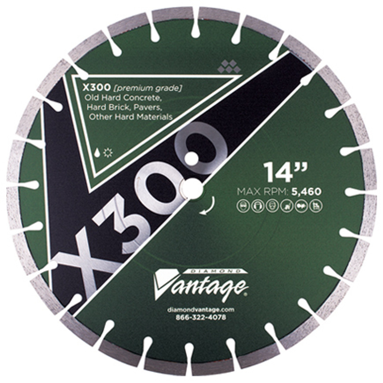 Diamond Vantage X300 SERIES 14 x .110 x 1/20mm Hard Material, Premium Grade, Segmented Blade