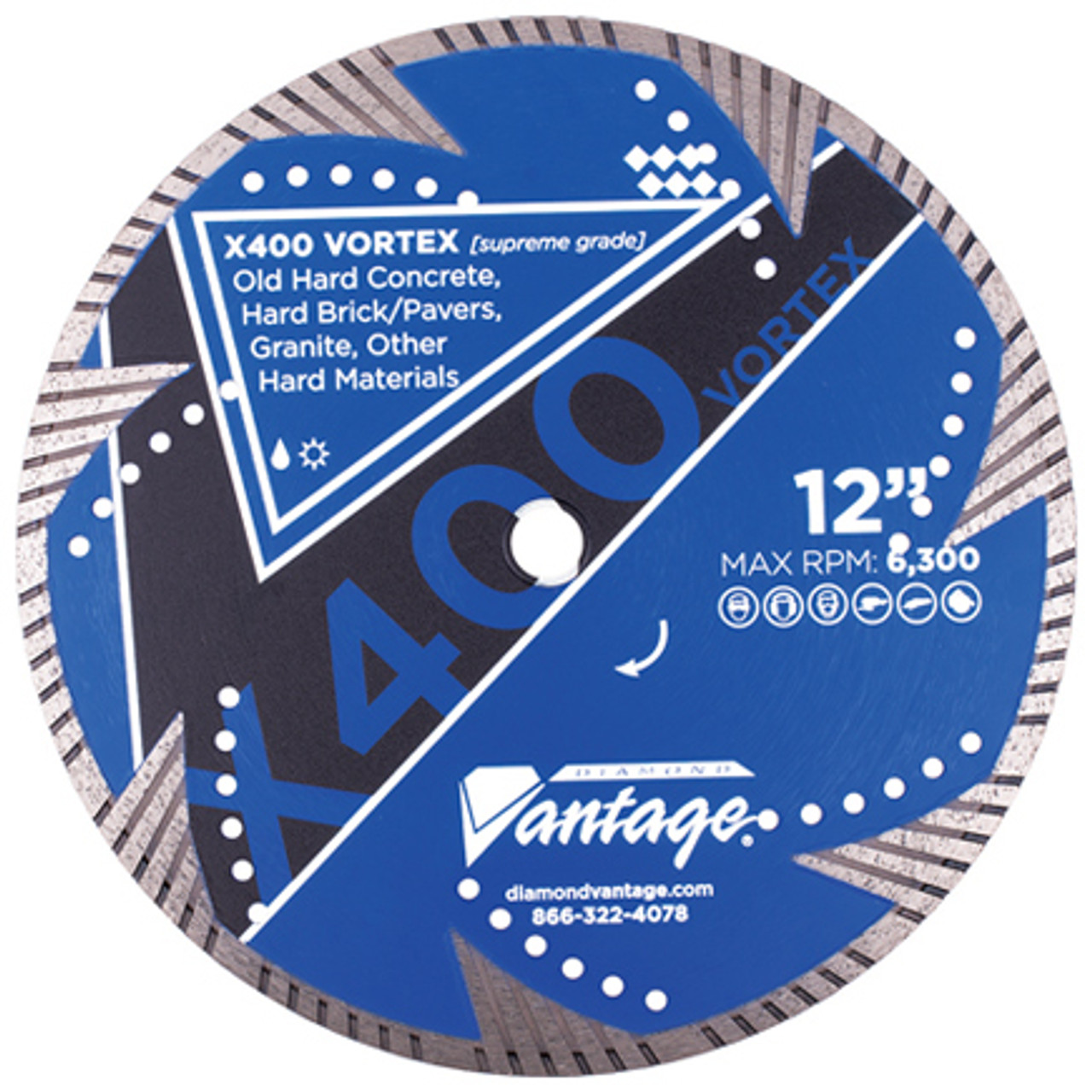 Diamond Vantage X400 VORTEX SERIES 14 x .125 x 1/20mm Hard Material, Supreme Grade, Turbo Rim Blade