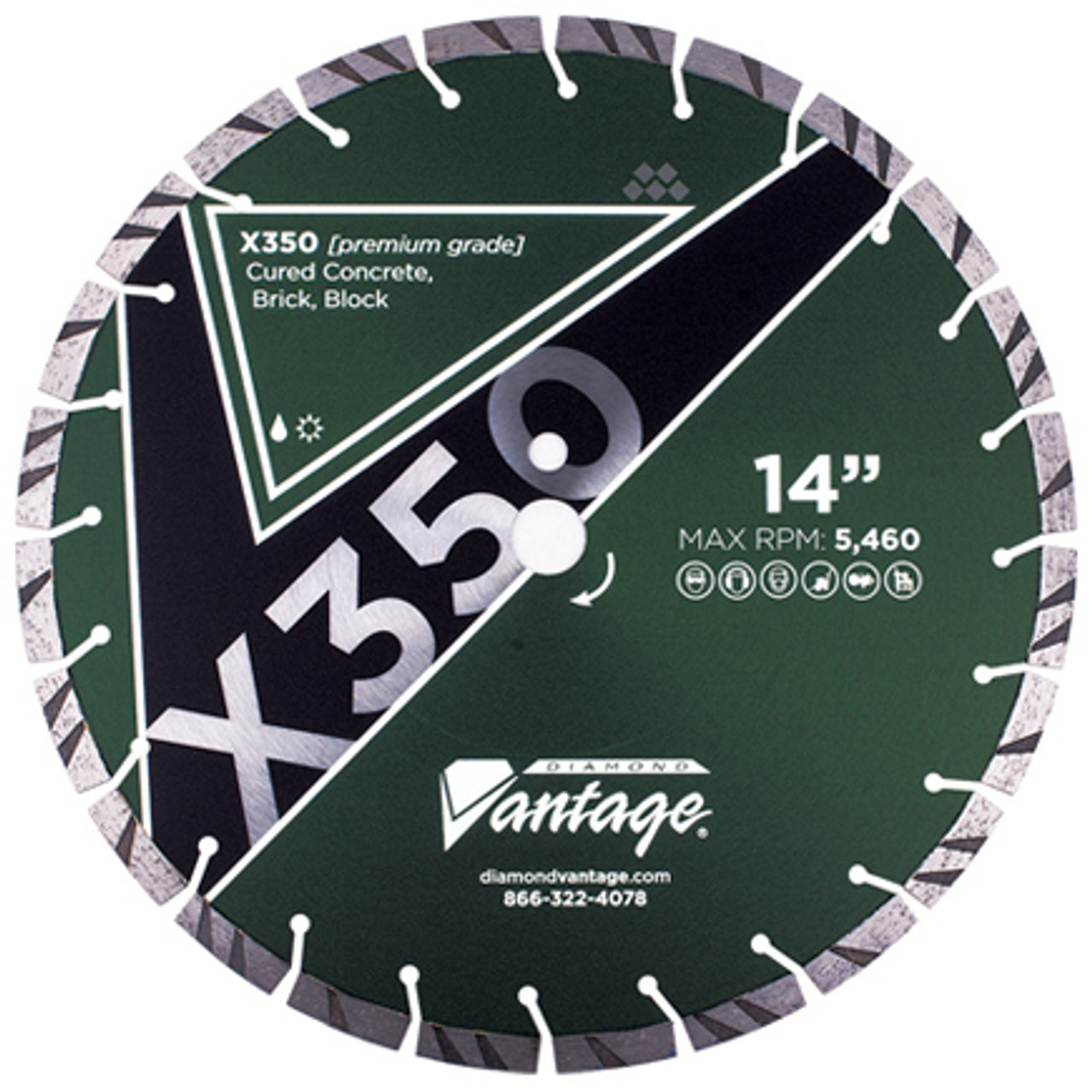 Diamond Vantage X350 SERIES 14 x .187 x 1 inch Conc/Mas, Premium Grade, Segmented Blade