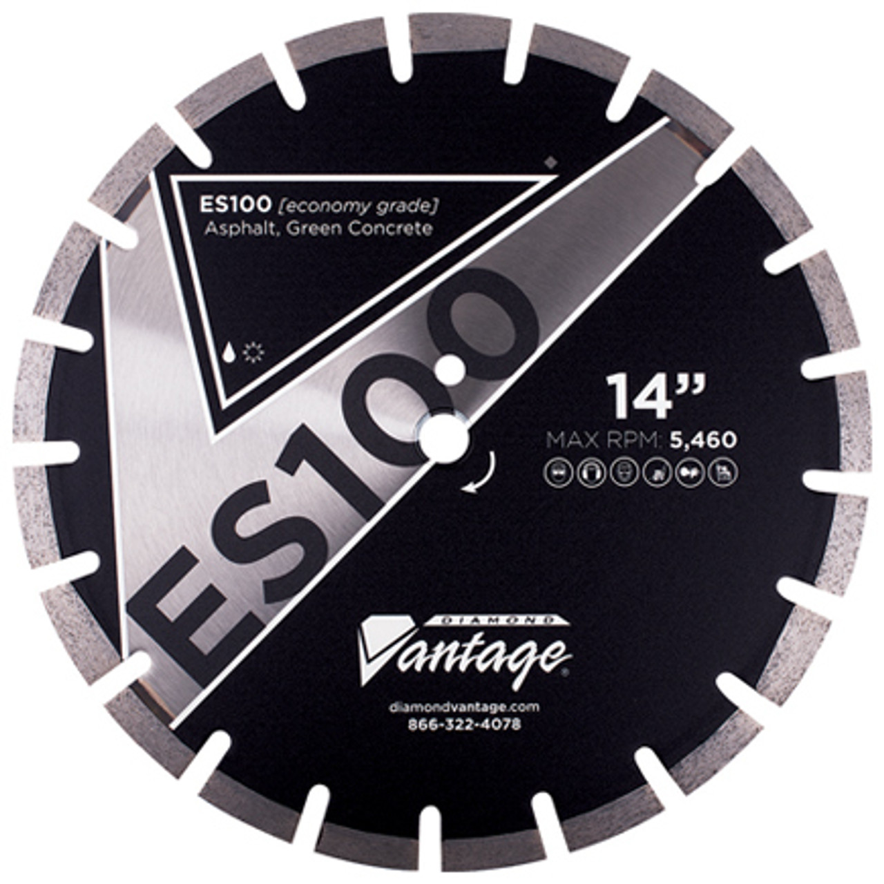 Diamond Vantage ES100 14 x .125 x 1/20mm Asphalt Value Plus Grade, Segmented Blade 10mm Seg