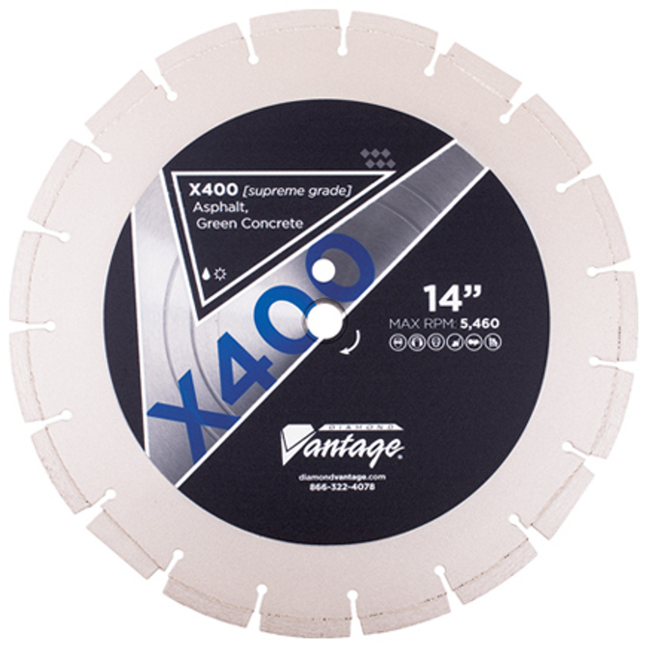 Diamond Vantage X400 14 x .125 x 20mm Asphalt, Supreme Grade, Segmented Blade