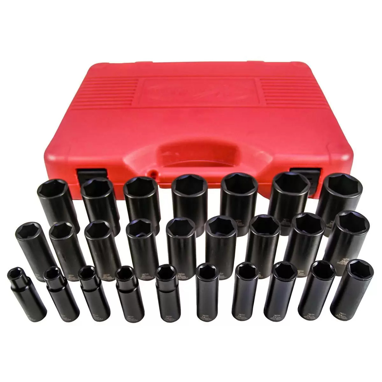 Sunex 2827 1/2-Inch Drive 12-Point Metric Deep Impact Socket Set