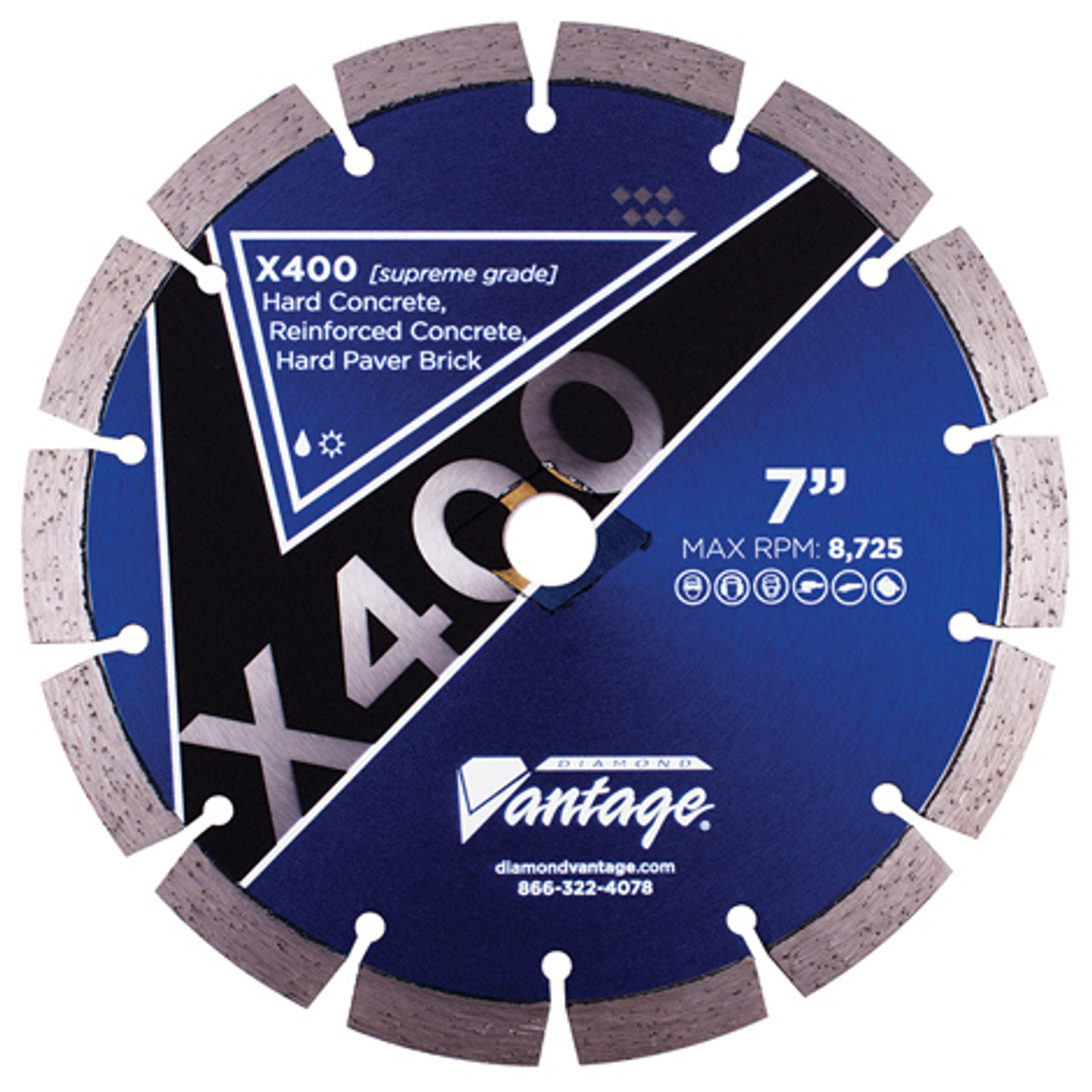Diamond Vantage 10 x .095 x DM-5/8 Hard Material, Supreme Grade, Segmented Blade
