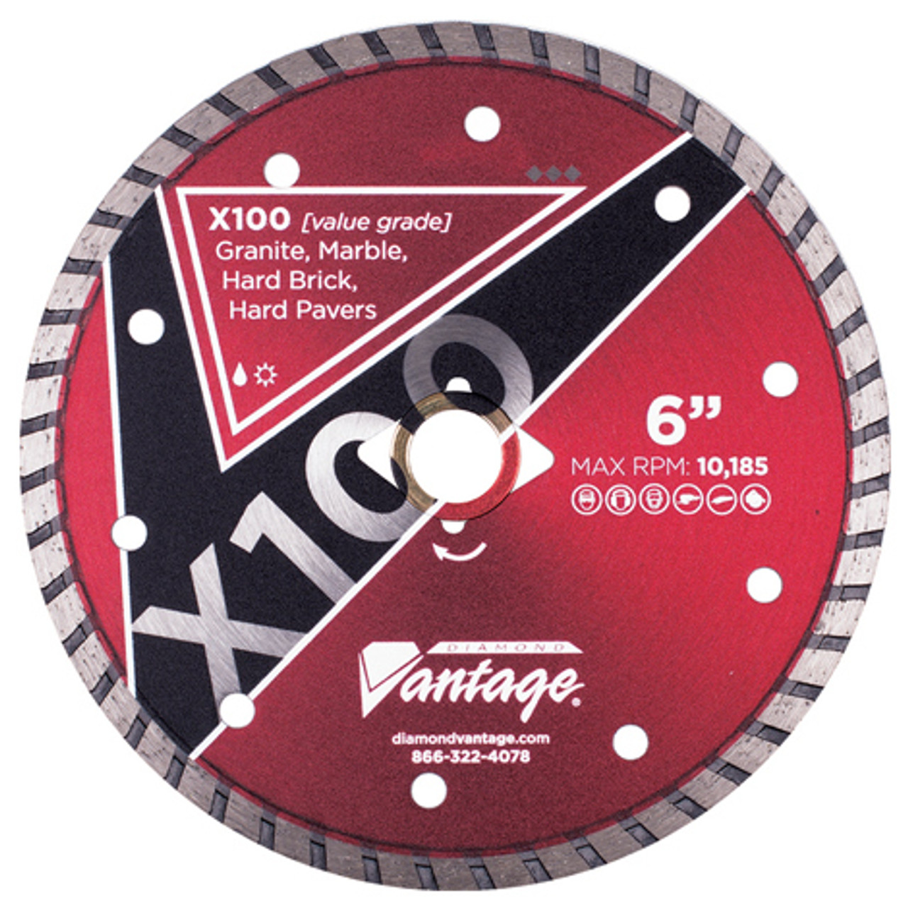 Diamond Vantage 6 x .080 x U/A Hard Material, Standard Plus Grade, Turbo Rim Blade