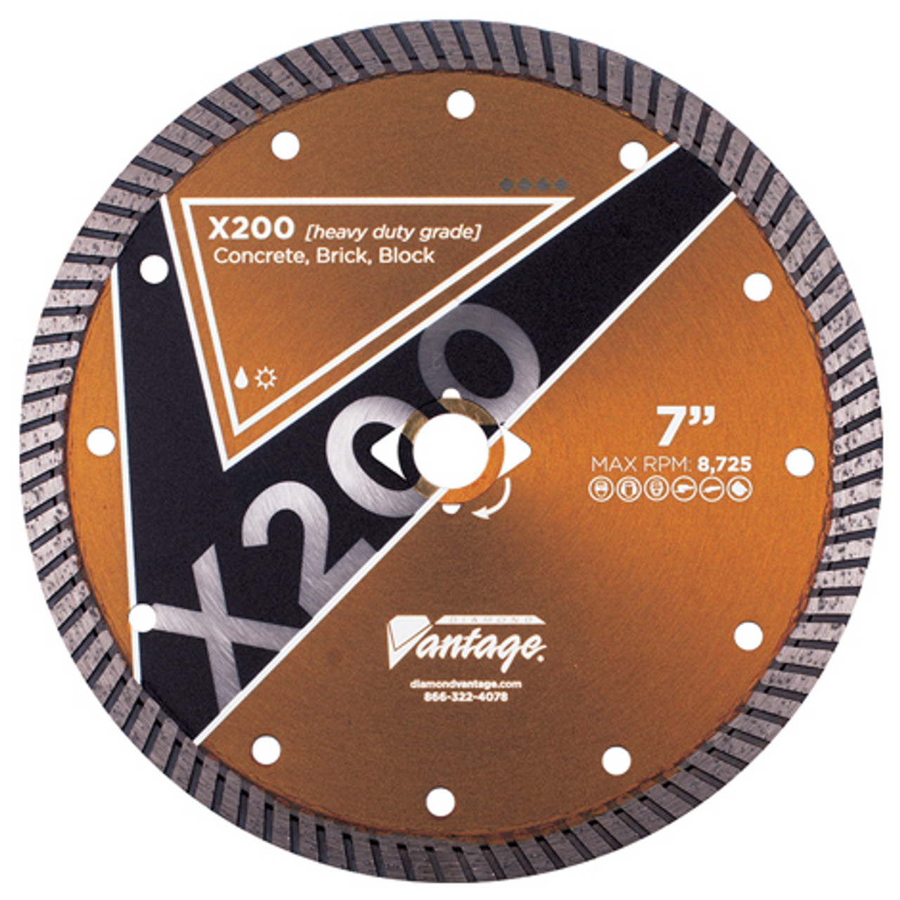 Diamond Vantage 4-1/2 x .080 x 7/8-5/8 General Purpose, Heavy Duty Grade, Turbo Rim Blade