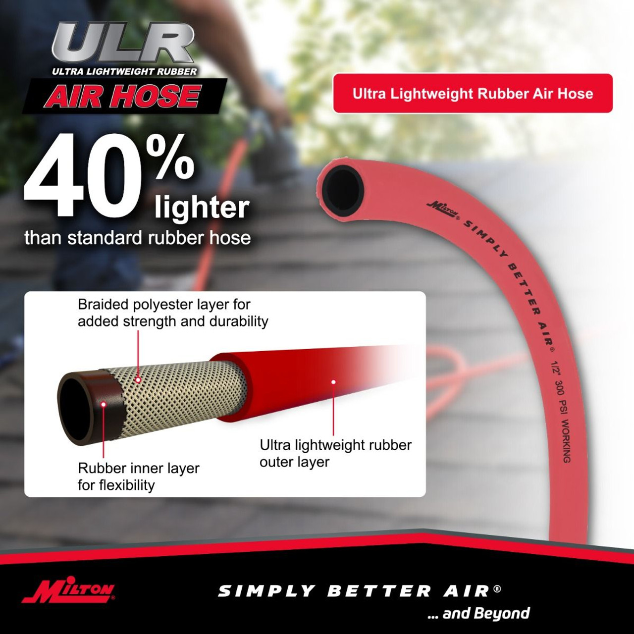 Milton? 1/2" Ultra Lightweight Rubber Hose, 100' Bulk Hose w/ No Ends