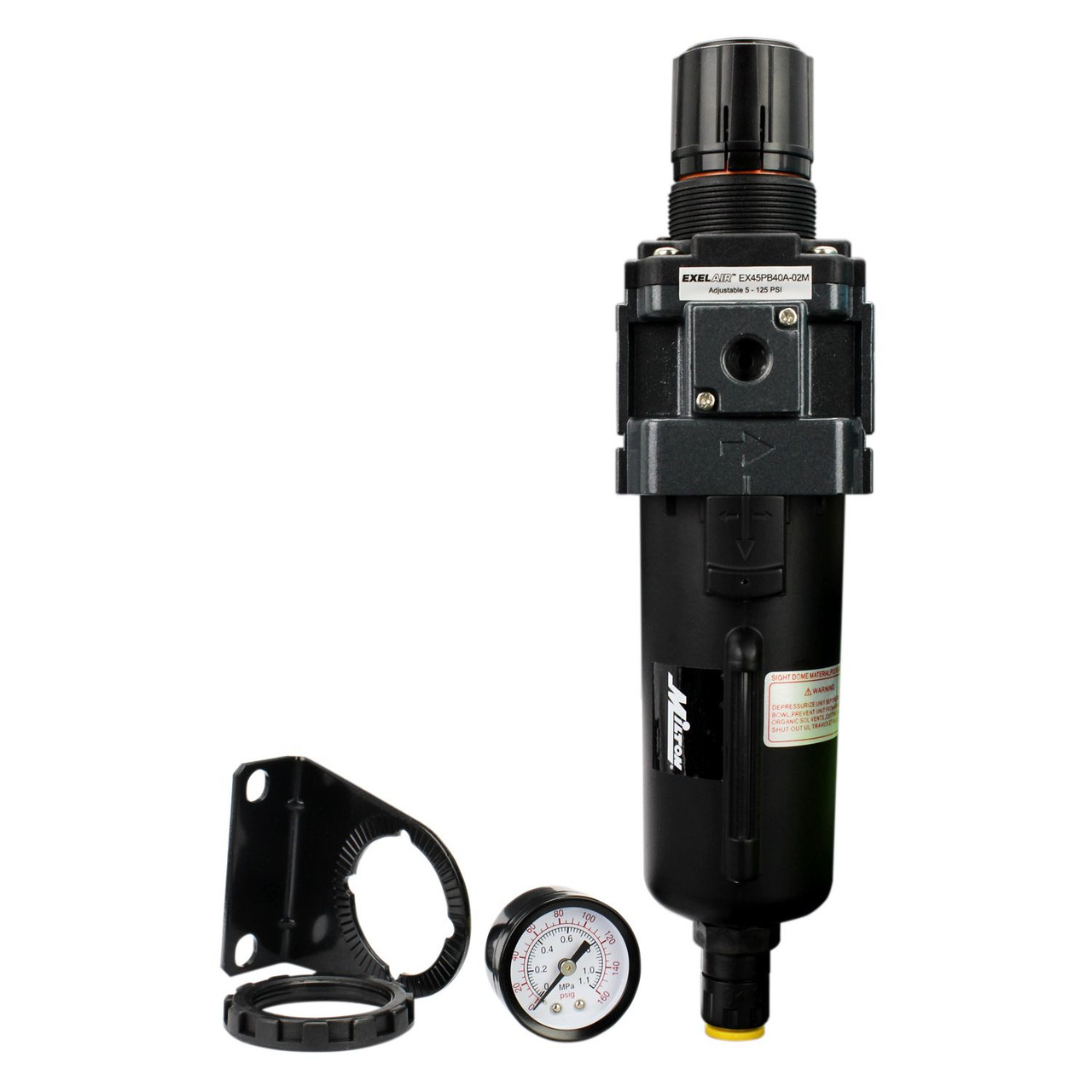 Filtro Aria EXELAIR Milton FRL - 1/2 NPT - Ciotola In Metallo Con Scarico Automatico - EX45F40A-04M