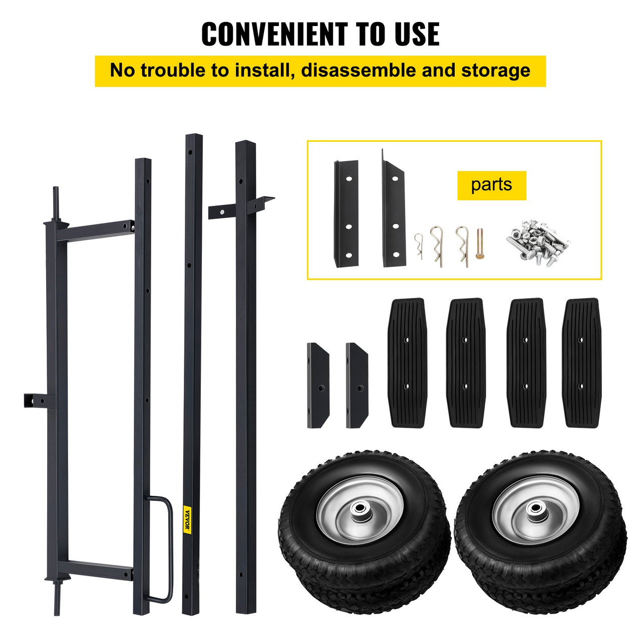 Boat Trailer Dolly, 360 lbs Load Capacity Boat Trailer, Hand Dolly Set with 14" Wheels, Heavy Duty Boat Mover Suitable for Boats Under 15ft, Fishing Boats, Small Motors and Sailing Boats