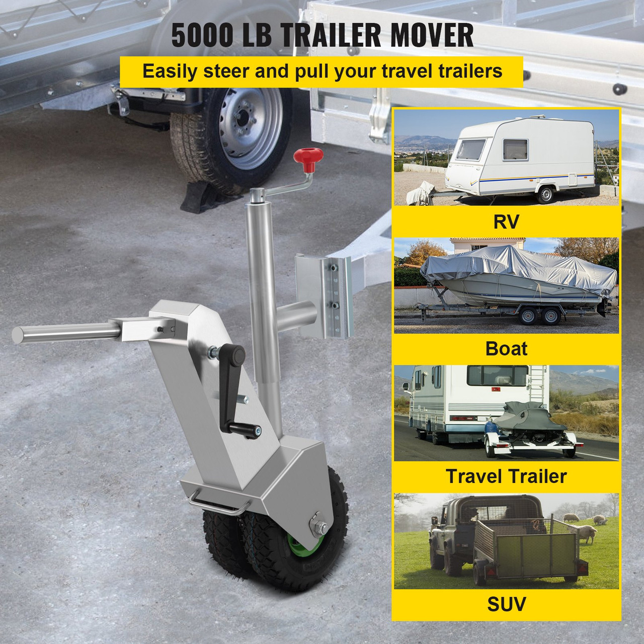 Trailer Mover 5000 lb Capacity Boat and Travel Trailer Jack Towing Dolly