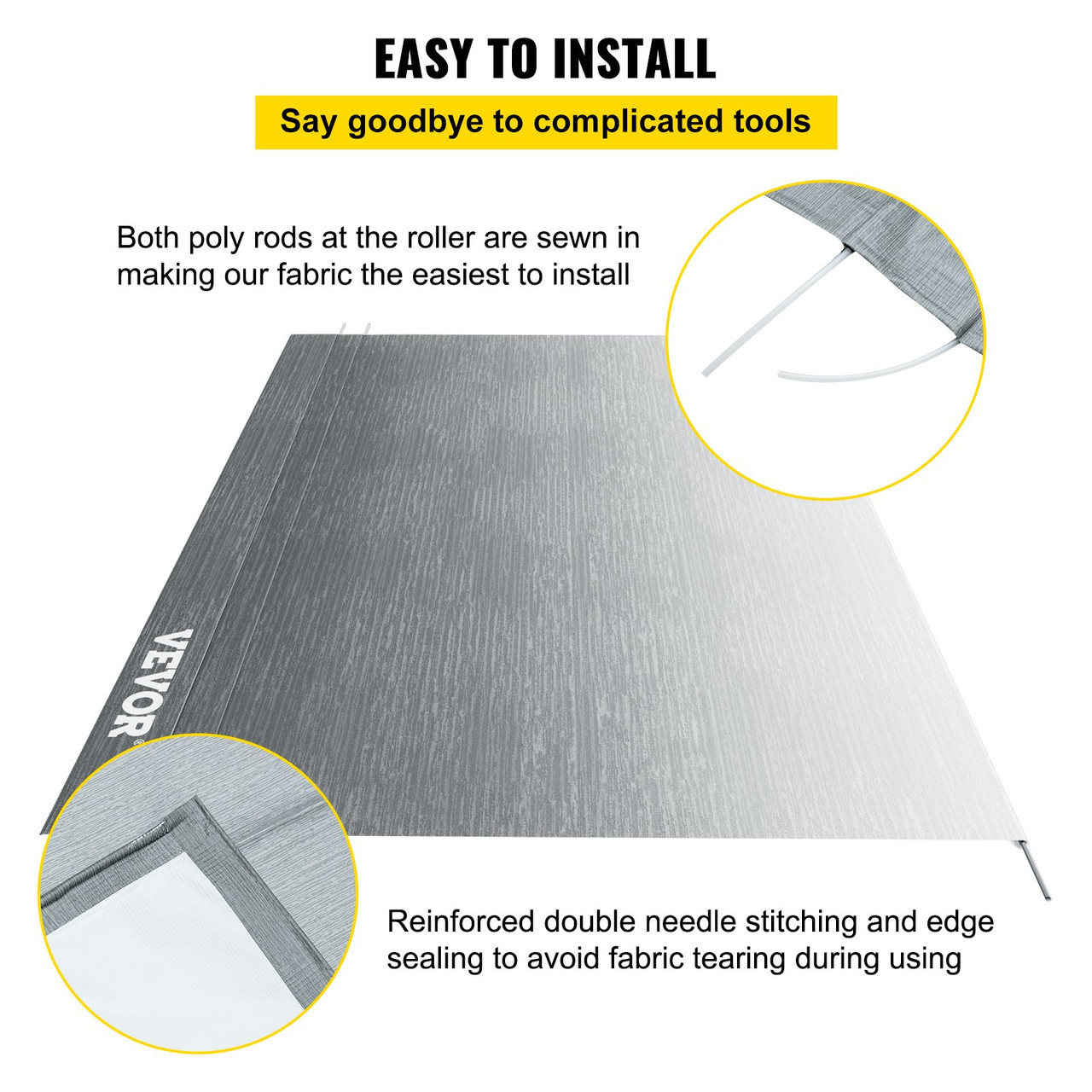 RV Awning Fabric RV Camper Trailer Replacement Fabric 17 ft Gray Fade