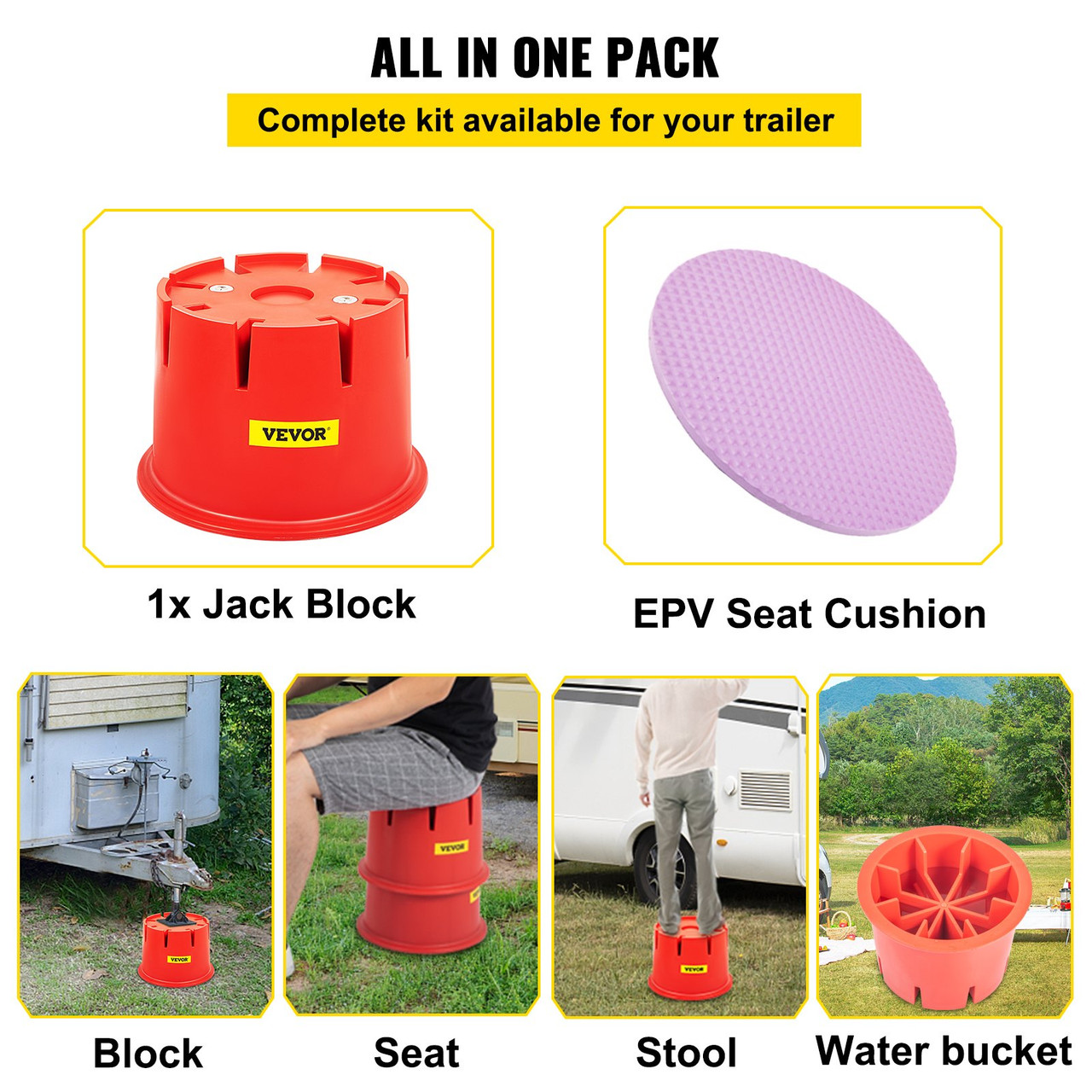 Trailer Jack Block Trailer Stabilizer 1PC HDPE RV Block with EPV Cushion