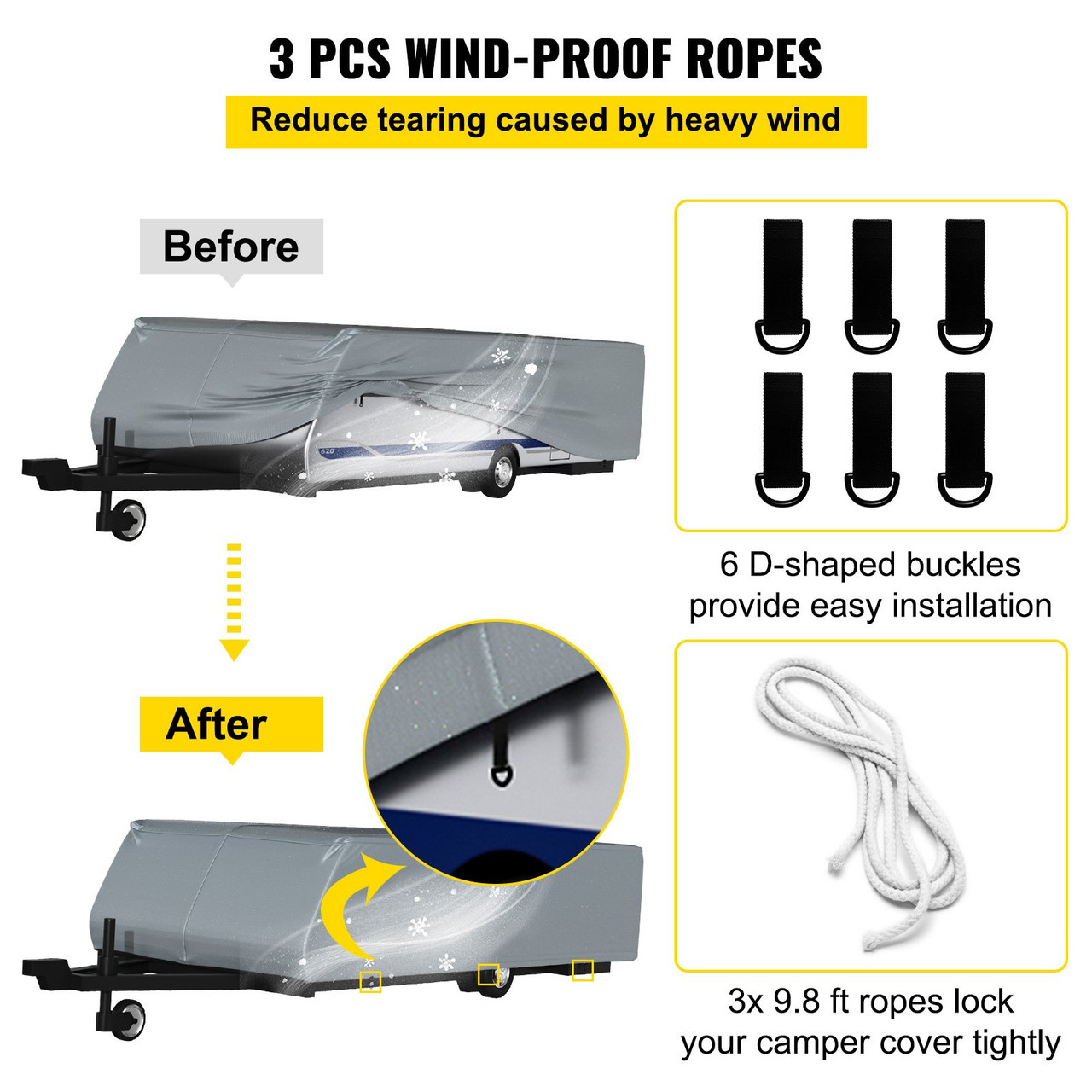 Pop Up Camper Cover Pop Up RV Cover Fit for 18-20 ft Long Trailers