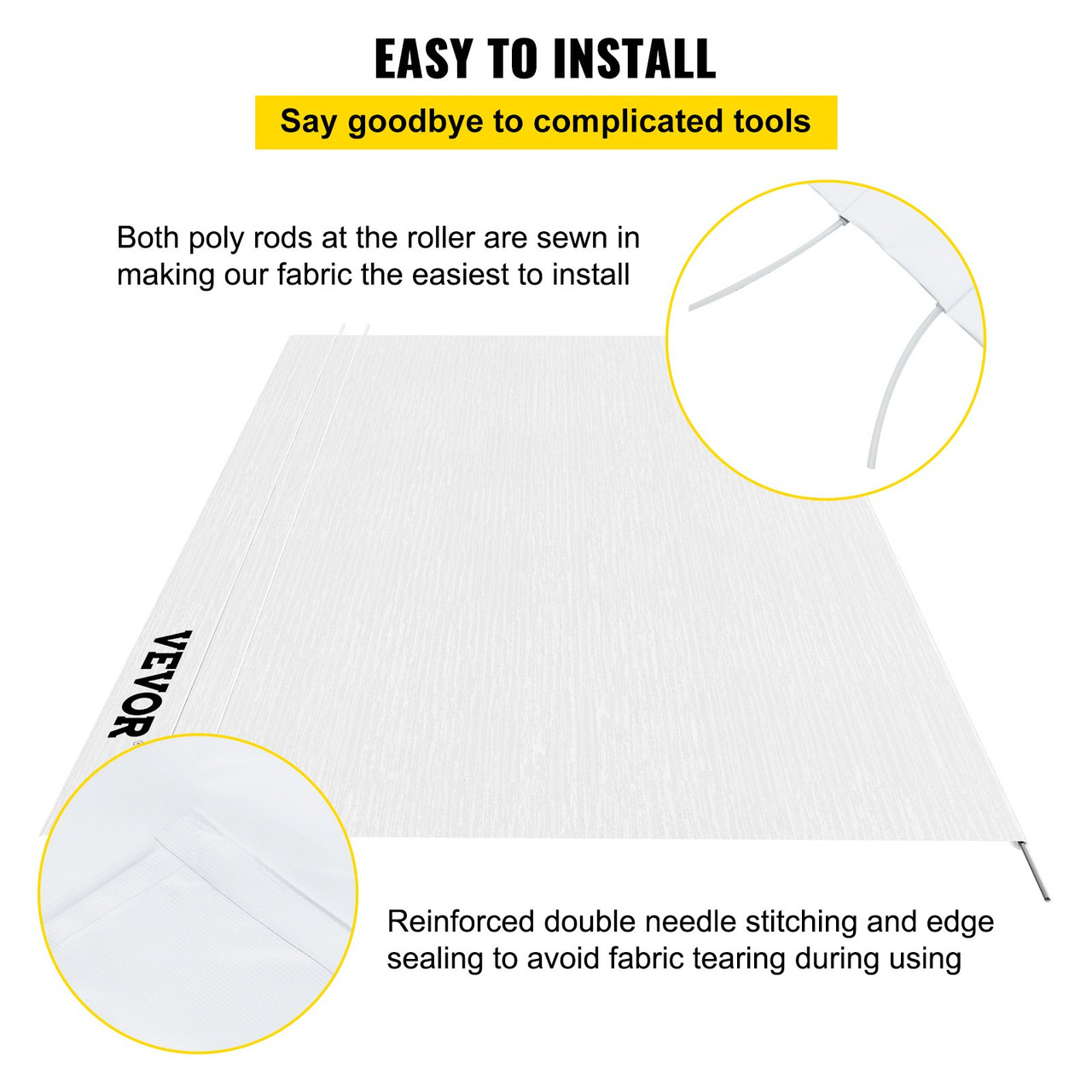 RV Awning Fabric RV Camper Trailer Replacement Fabric 17 ft White