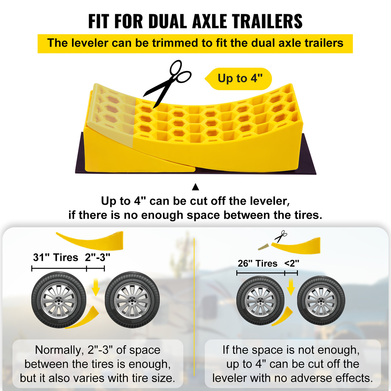 Camper Leveler, 2 Pack RV Leveling Blocks, HDPE Curved Levelers,Include 2 Curved Levelers,2 Chocks,2 Rubber Grip Mats,Hold up to 35000 lbs,Fast and Precise Leveling for Camper RV Trailer