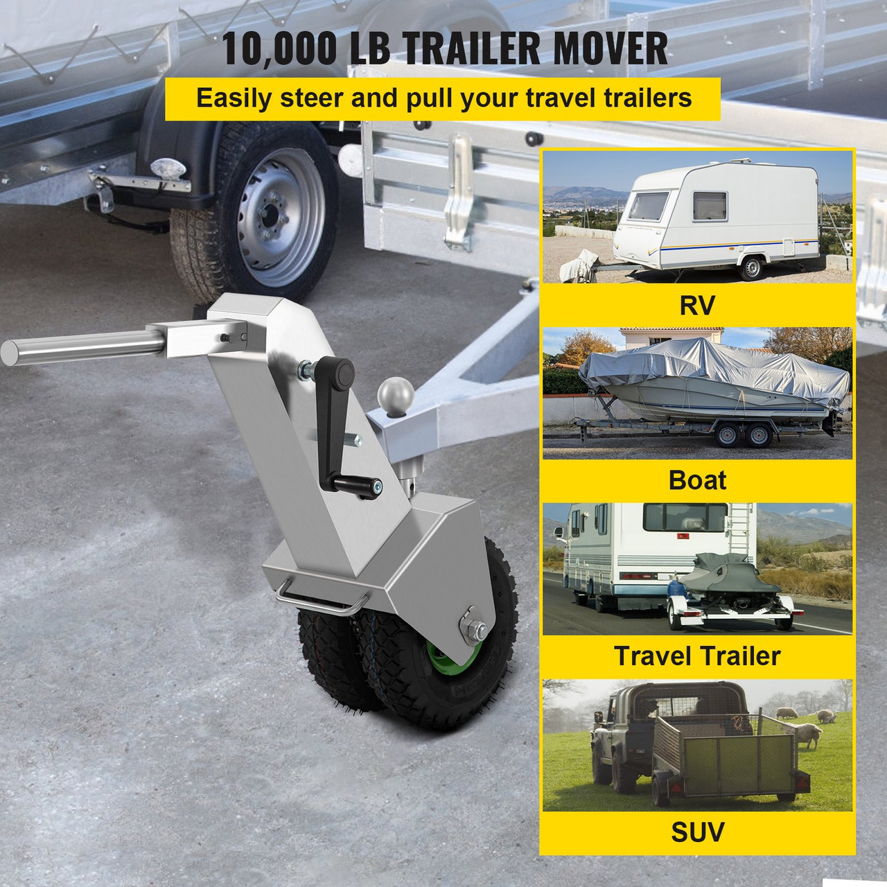 Trailer Mover 10000 lb Capacity Boat and Travel Trailer Jack Towing Dolly