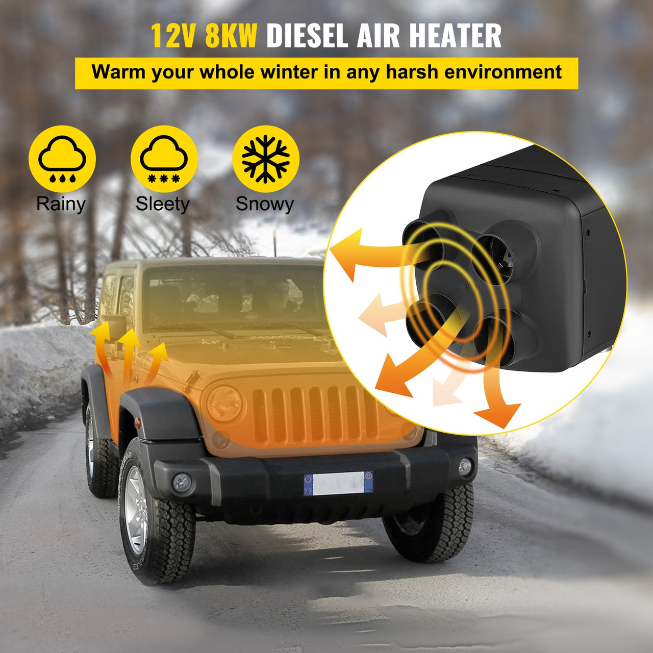 Diesel Air Heater 12V 8KW LCD Switch for Motor-homes Boats Bus Car Truck