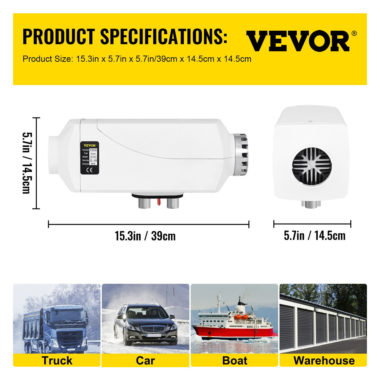 8KW Diesel Air Heater, 10L Tank, Diesel Heater 12V, Muffler, Diesel Parking Heater with LCD Switch and Remote Control, Fast Heating for Truck, Boat, Car Trailer, Campervans and Caravans