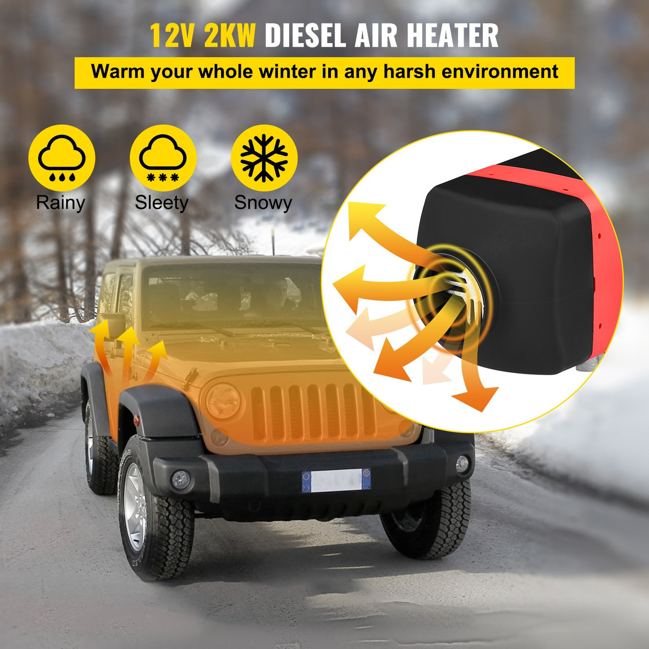 12V 2KW Diesel Air Heater for RV Motorhome Trailer Trucks Boats 2000W + Silencer