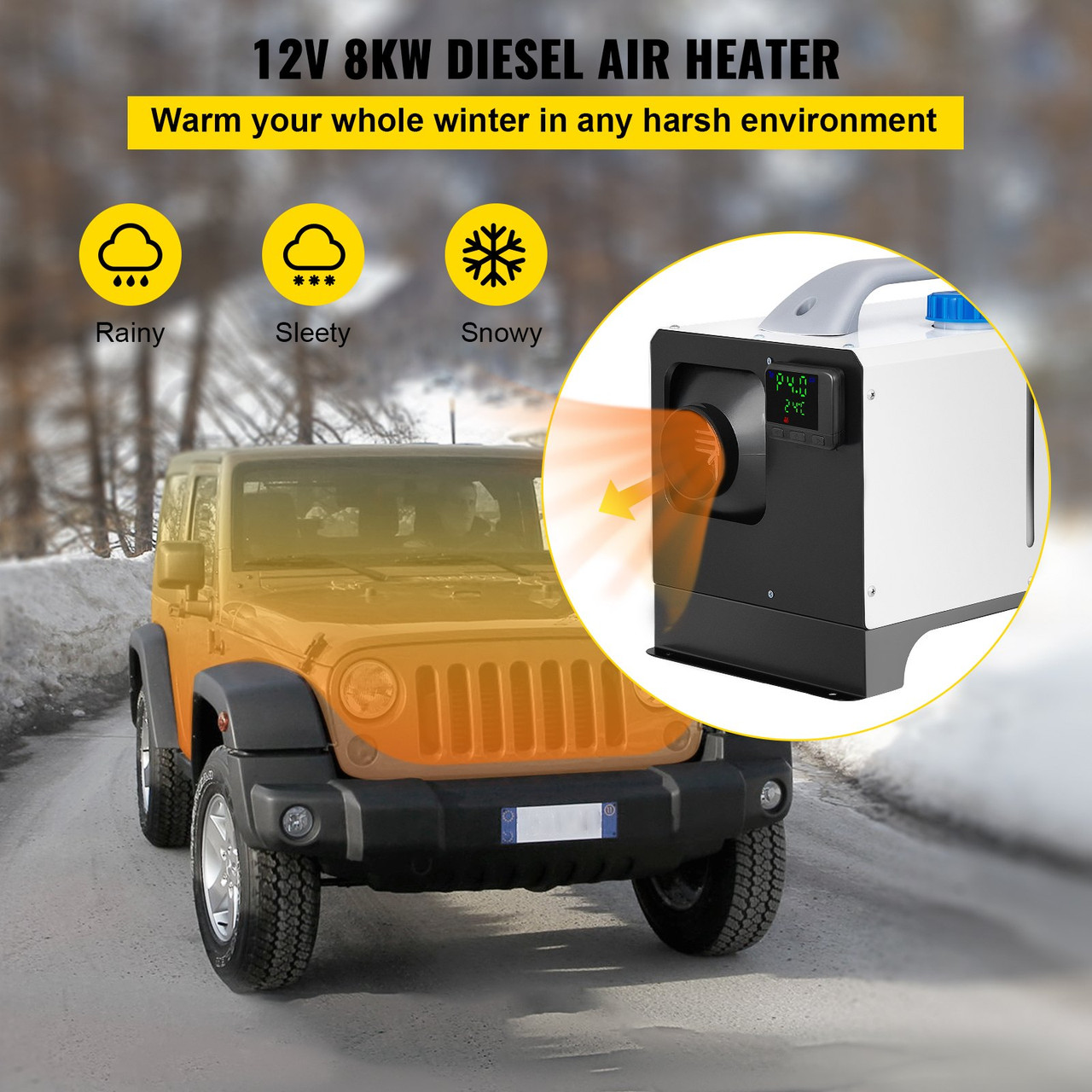 8KW Diesel Air Heater Muffler Diesel Heater 12V 10L Tank Diesel Parking  Heater 8000W with Lcd Monitor for Boat Bus RV and Trailer, 8KW 12V 10L
