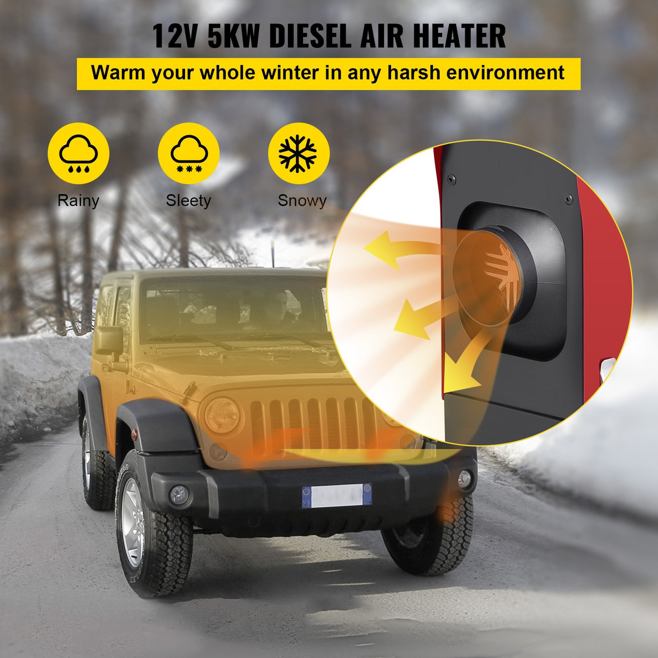 12V 5KW Diesel Air Heater For RV Trucks (With LCD Display & 1 Air Outlet)