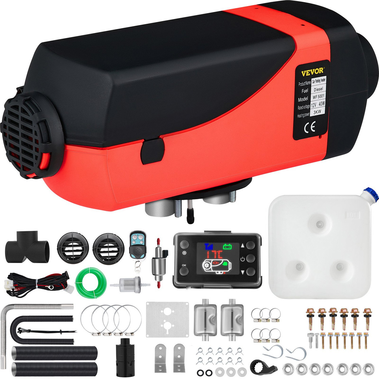 3KW Diesel Parking Heater 12V Diesel Air Heater 3000W Diesel Heater Double Mufflers with LCD Thermostat for RV Boats Car Bus Caravan Motorhome