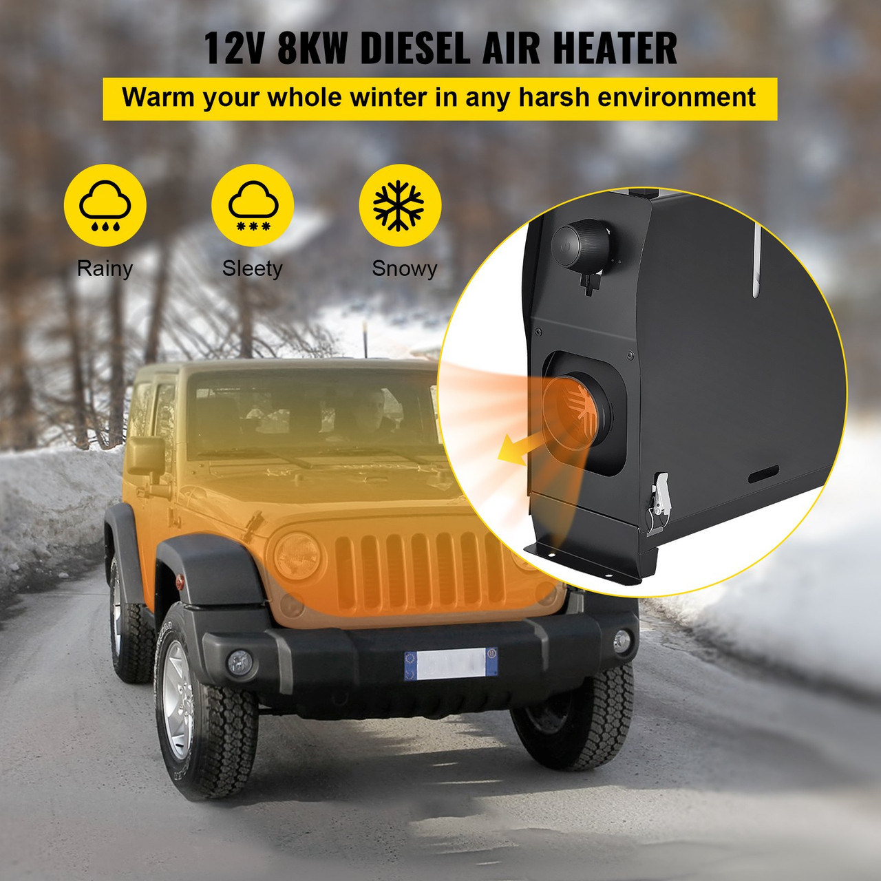 Diesel Air Heater All in One, Fast Heating, 8KW Diesel Heater 12V, Muffler, Diesel Parking Heater for Car,Truck,Vans, RV, Boats, Trailer,Caravan and Motorhome