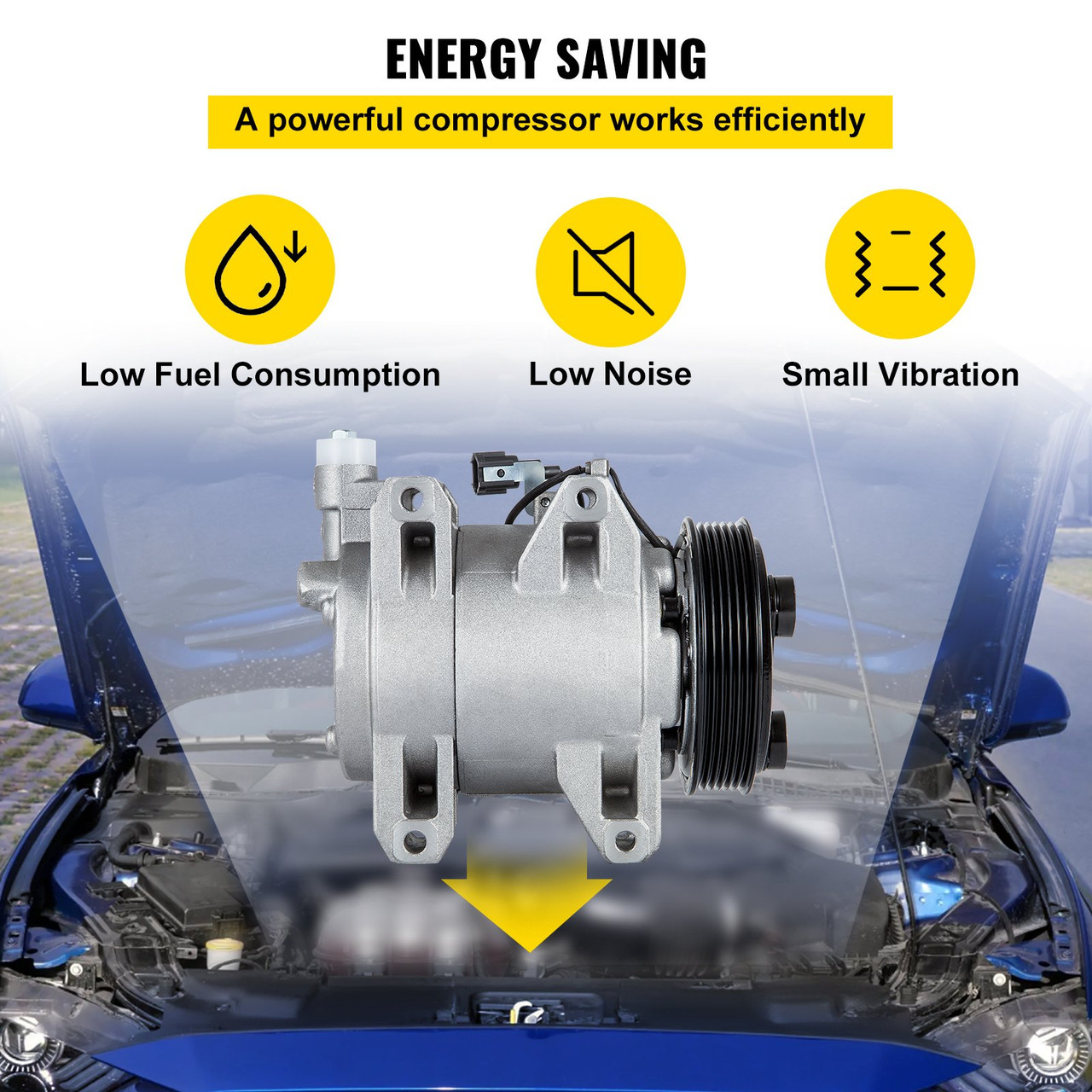 AC Compressor 78363 Front Air Conditioning Compressor A/C Compressor for 2000-2014 Cadillac Chevy GMC Hummer 4.8L 5.3L 5.7L 6.0L 6.2L 8.1 (For 2000-2014 Chevy)