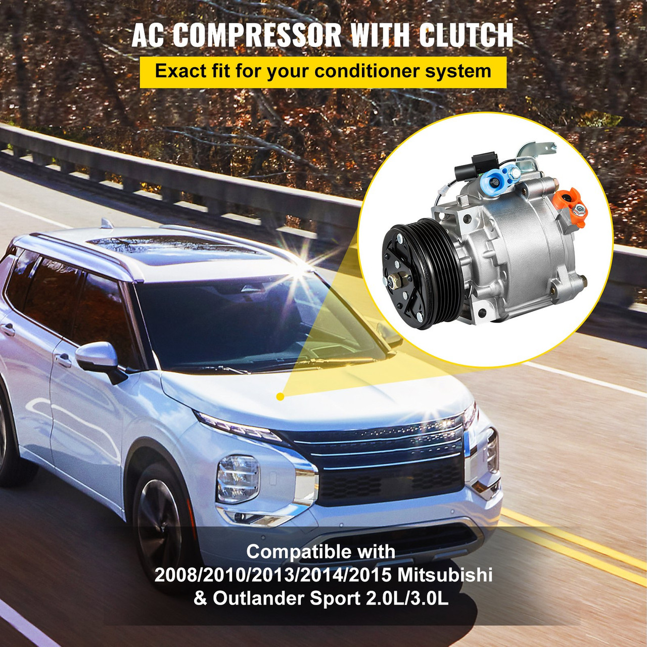 AC Compressor CO 29091C fits 2008 2010 2013 2014 2015 Mitsubishi   &  Outlander Sport  2.0L  3.0L