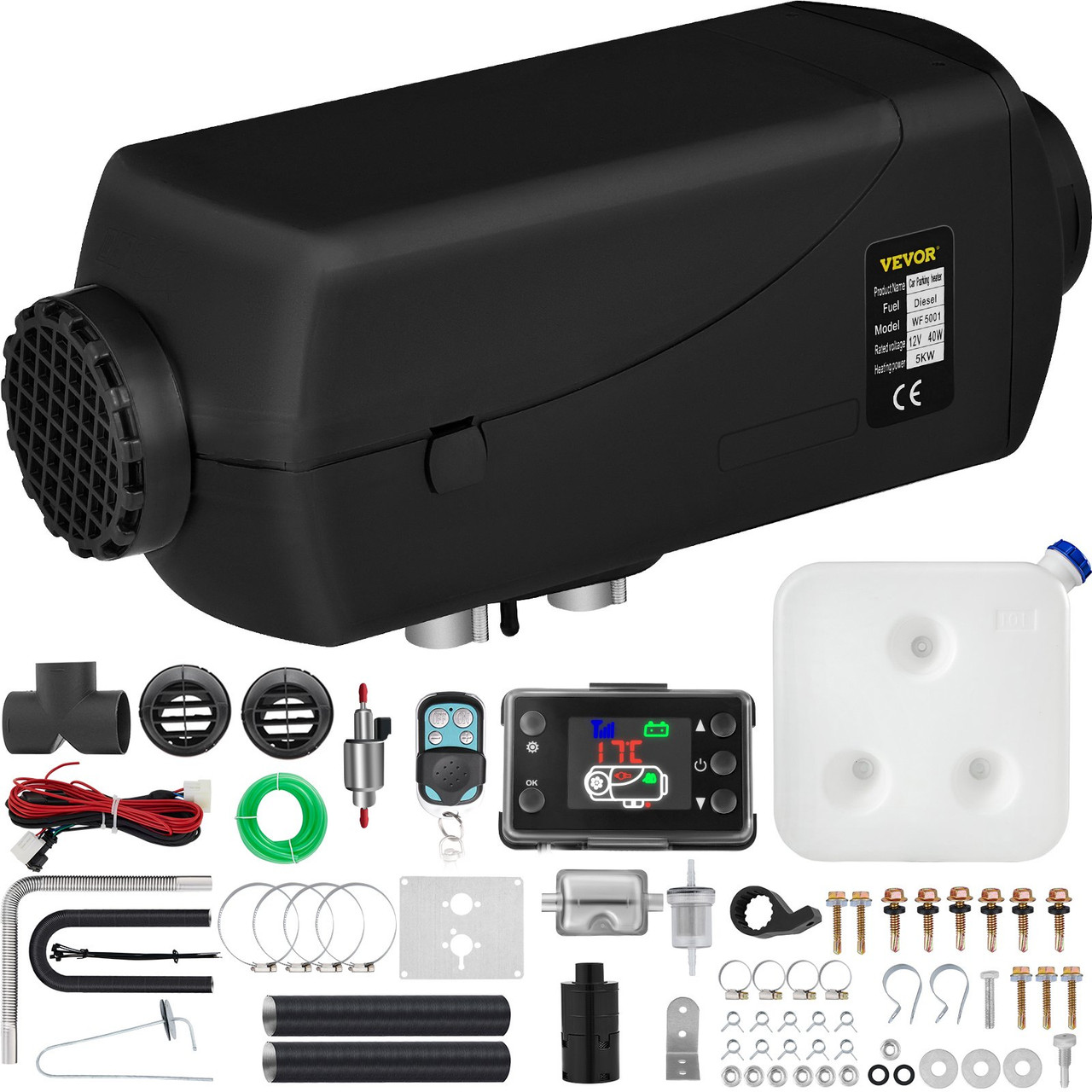 5KW Air Diesel Heater 12V Car Boat Truck Quiet Parking Heater w/ LCD Switch