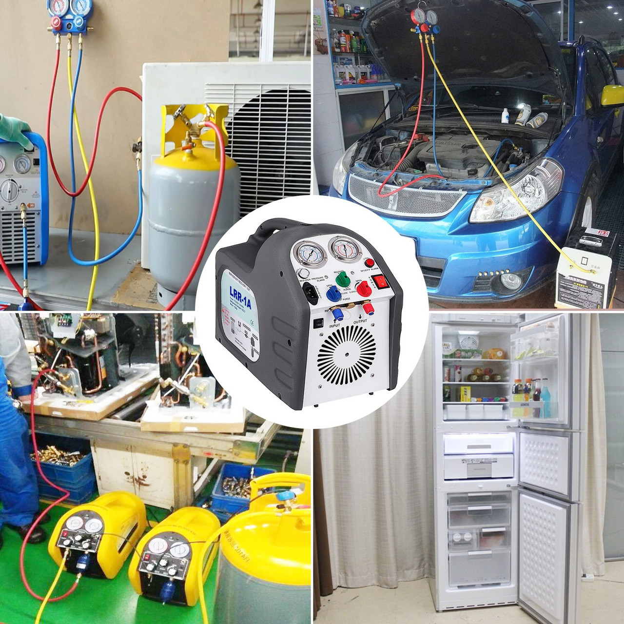 Refrigerant Recovery Machine 1/2HP AC Refrigerant Recycling Machine HVAC 558psi Refrigerant Recovery Unit Air Conditioning Repair Tool (Grey)