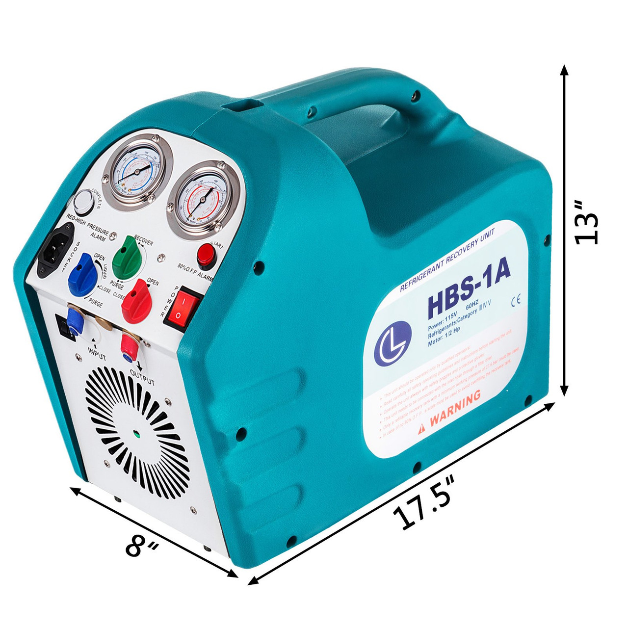 1/2HP Refrigerant Recovery Machine Portable 115V AC Refrigerant Recycling Machine Automotive HVAC 558psi Refrigerant Recovery Unit Air Conditioning Repair Tool (115V)