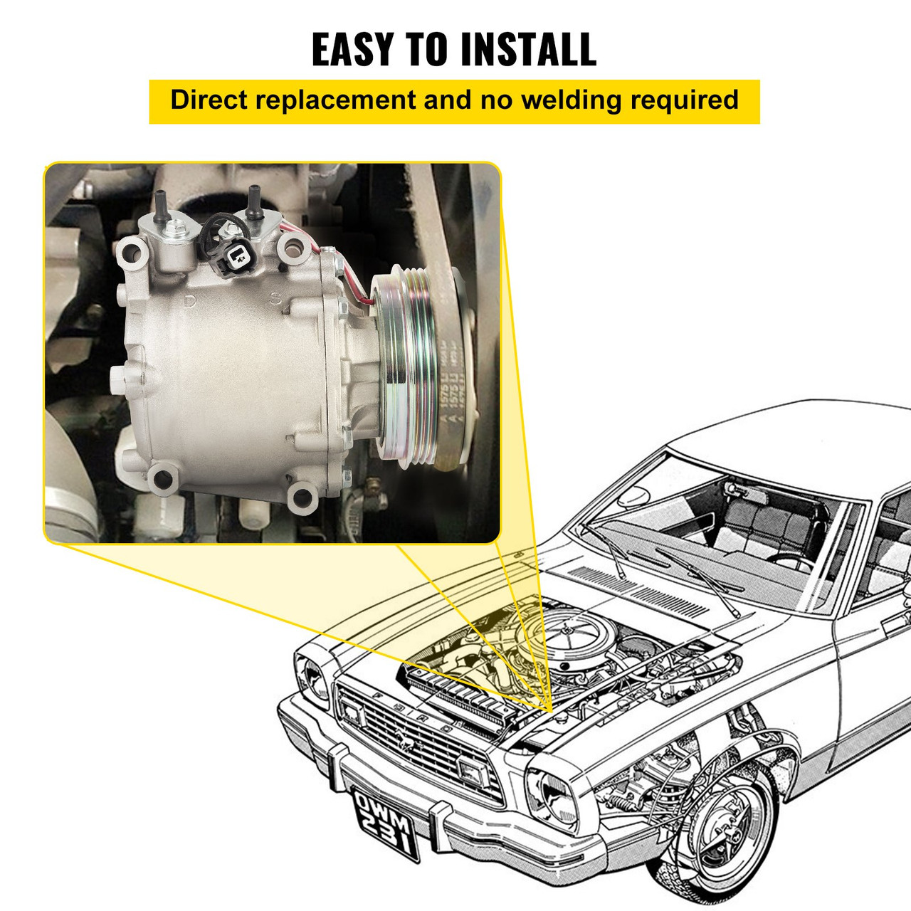New A/C Compressor Fits: 1994-2000 Honda Civic L4 1.5L 1.6L 1997-2001 CR-V 2.0L