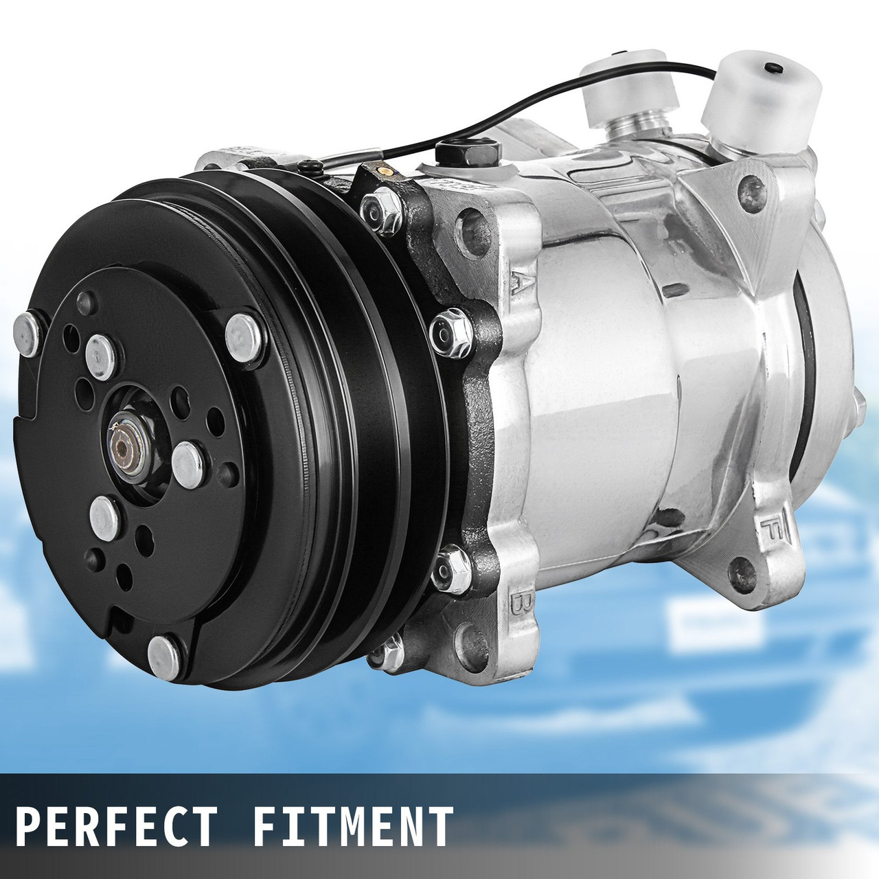 SD508 Sanden Style AC Compressor V-Belt 2 Groove Pulley 3/4" 7/8" A/C Ports