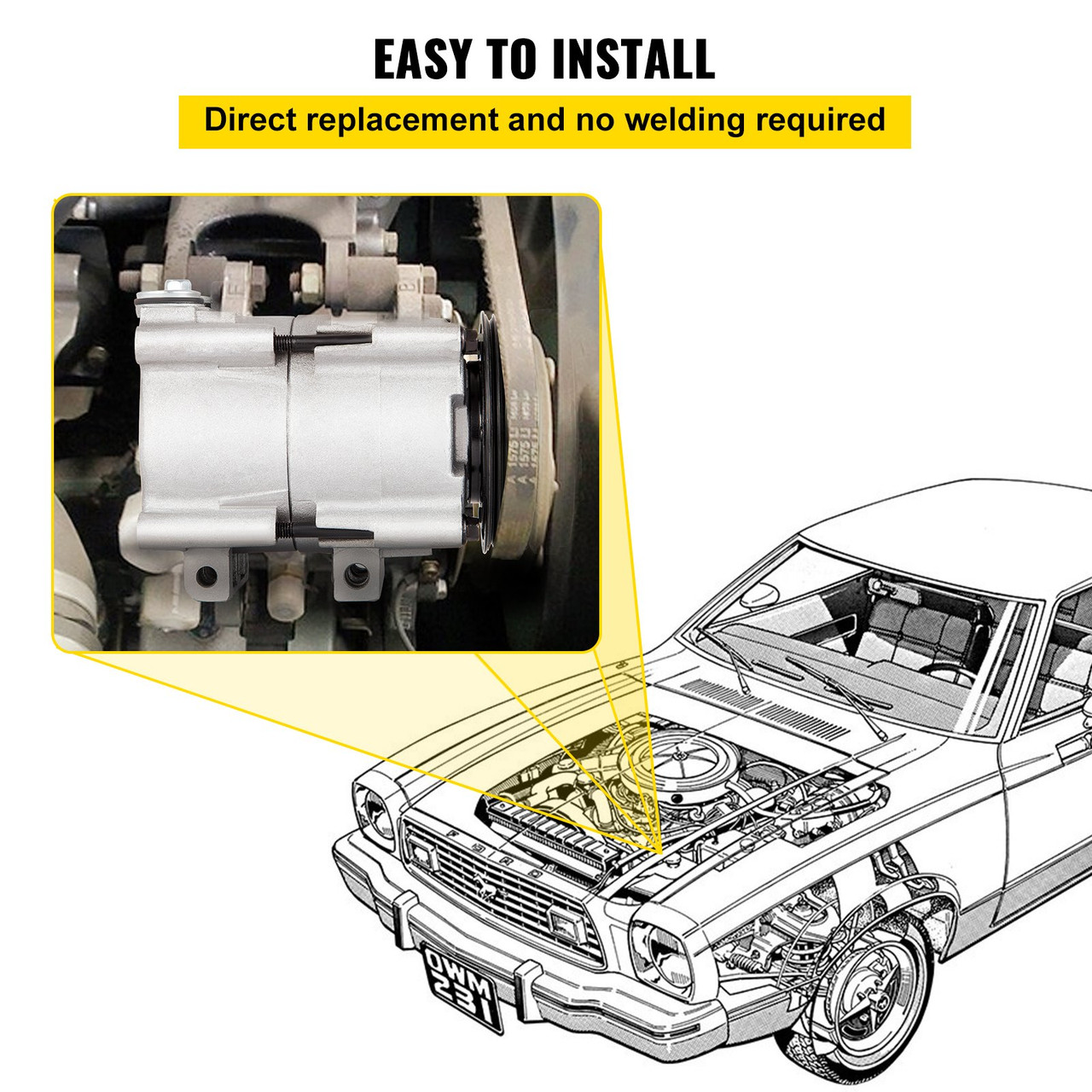 A/C Compressor& Clutch for CO 101290C ( 4L3Z19703AB ) 93-07 Ford Lincoln Mercury 4.2L 4.6L 5.4L 6.8L