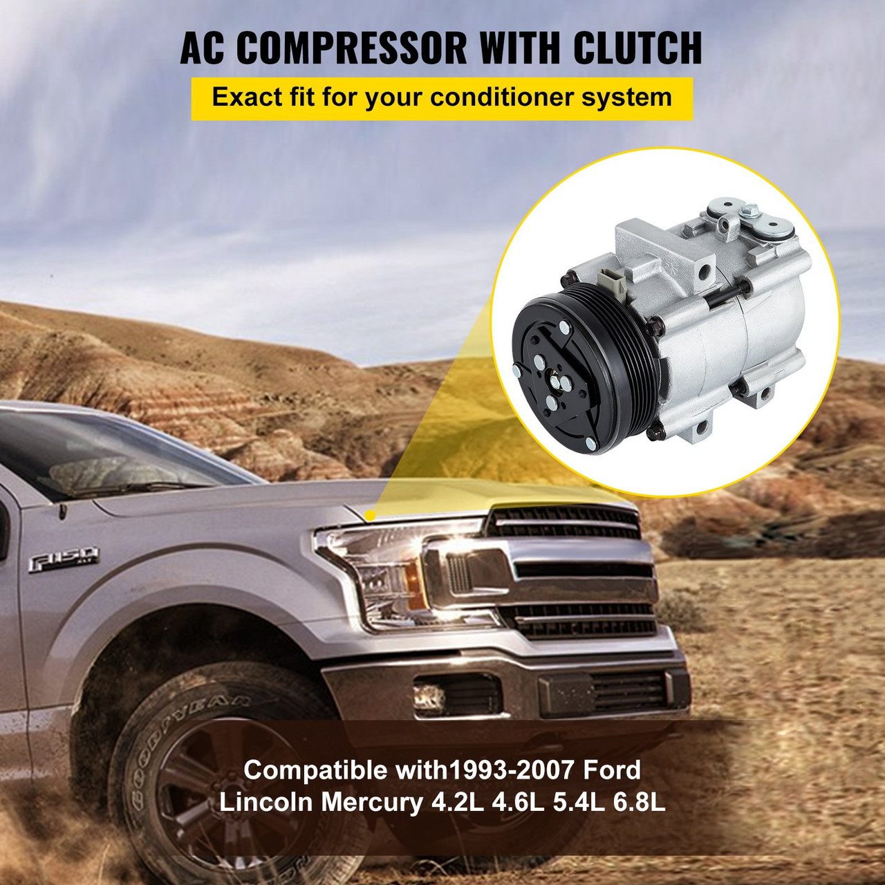 A/C Compressor& Clutch for CO 101290C ( 4L3Z19703AB ) 93-07 Ford Lincoln Mercury 4.2L 4.6L 5.4L 6.8L