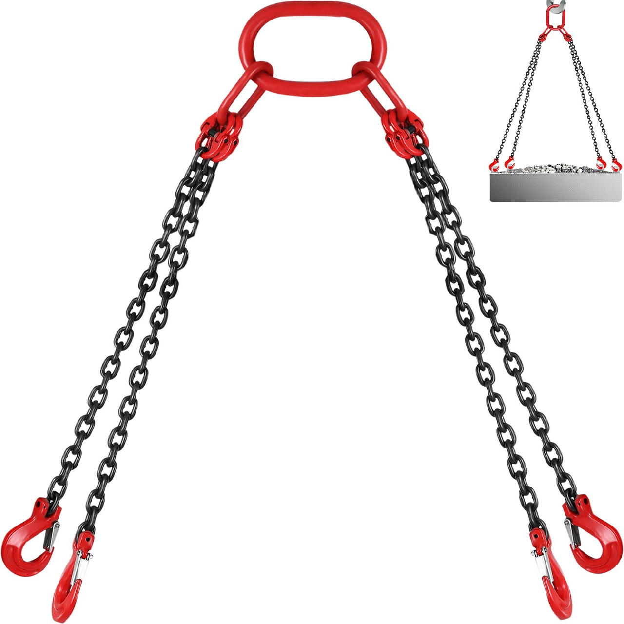 Chain Sling 5' 4 Legs with Sling Hooks Grade 80 Lifting Chain Sling