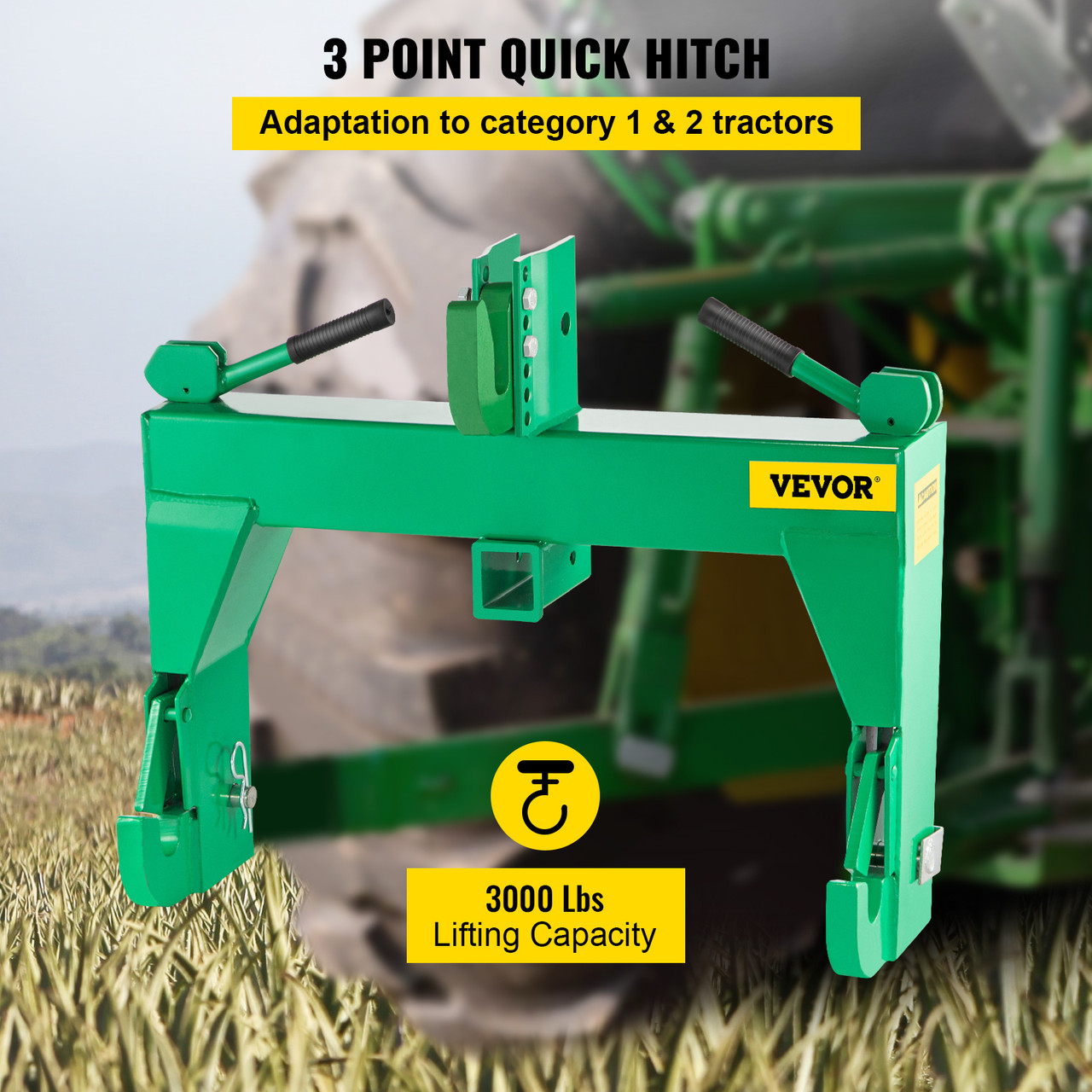 3-Point Quick Hitch Tractor Quick Hitch Fit for Category 1 & 2 Tractors