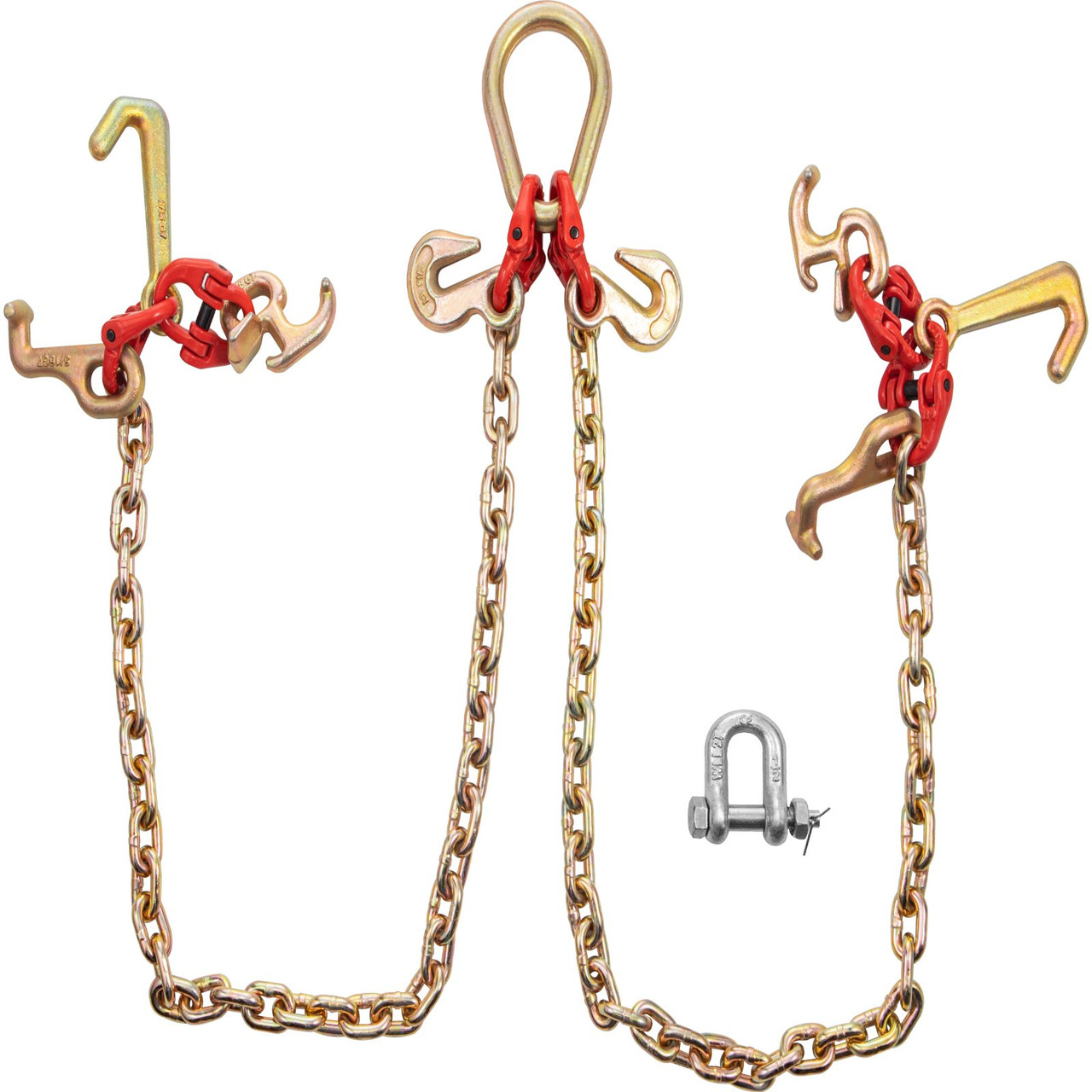 G70 V-Chain Bridle w/ 15 Large J Hooks, R Hook and Grab Hooks 2' Legs