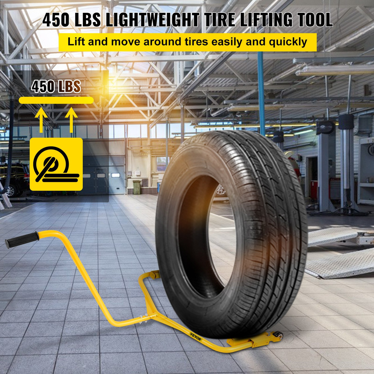 Tire Dolly 450 LBS Load Capacity Wheel Dolly Truck Tire Wheel Dolly Heavy Duty Cart Easy to Use Tire Lifting Tool