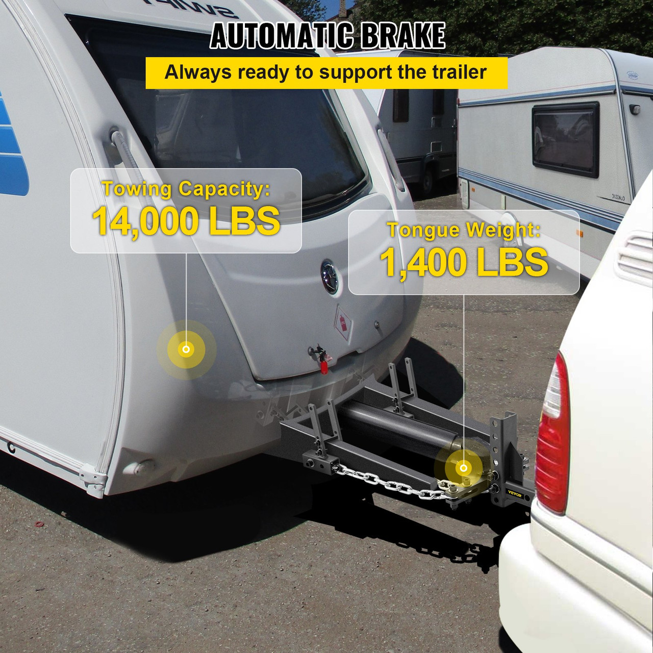 Weight Distribution Hitch 2-5/16" Ball 4" Drop & Rise Trailer Towing Hitch